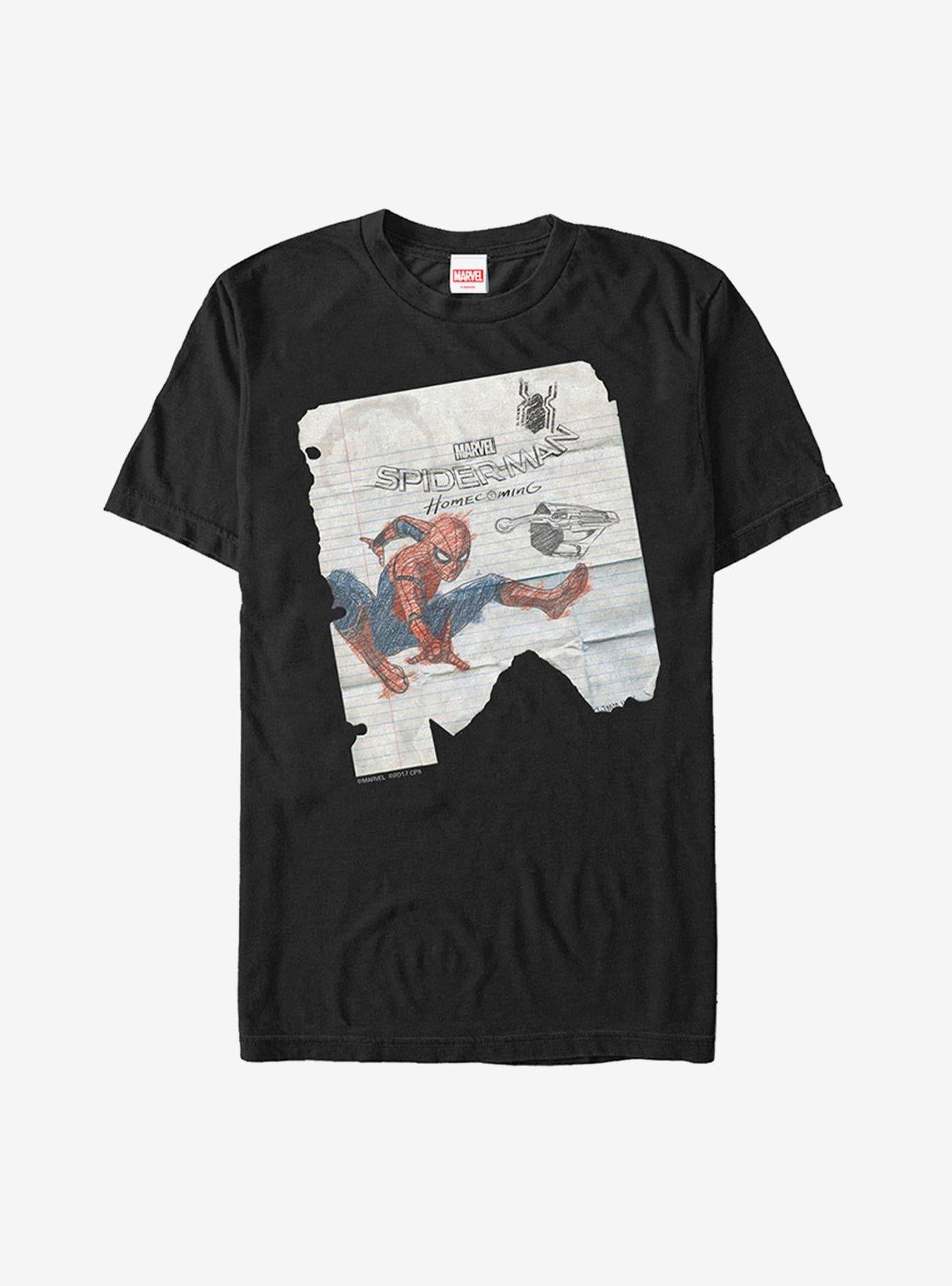 Marvel Spider-Man Homecoming Notepad Sketch T-Shirt | Graphic T-Shirt for Unisex