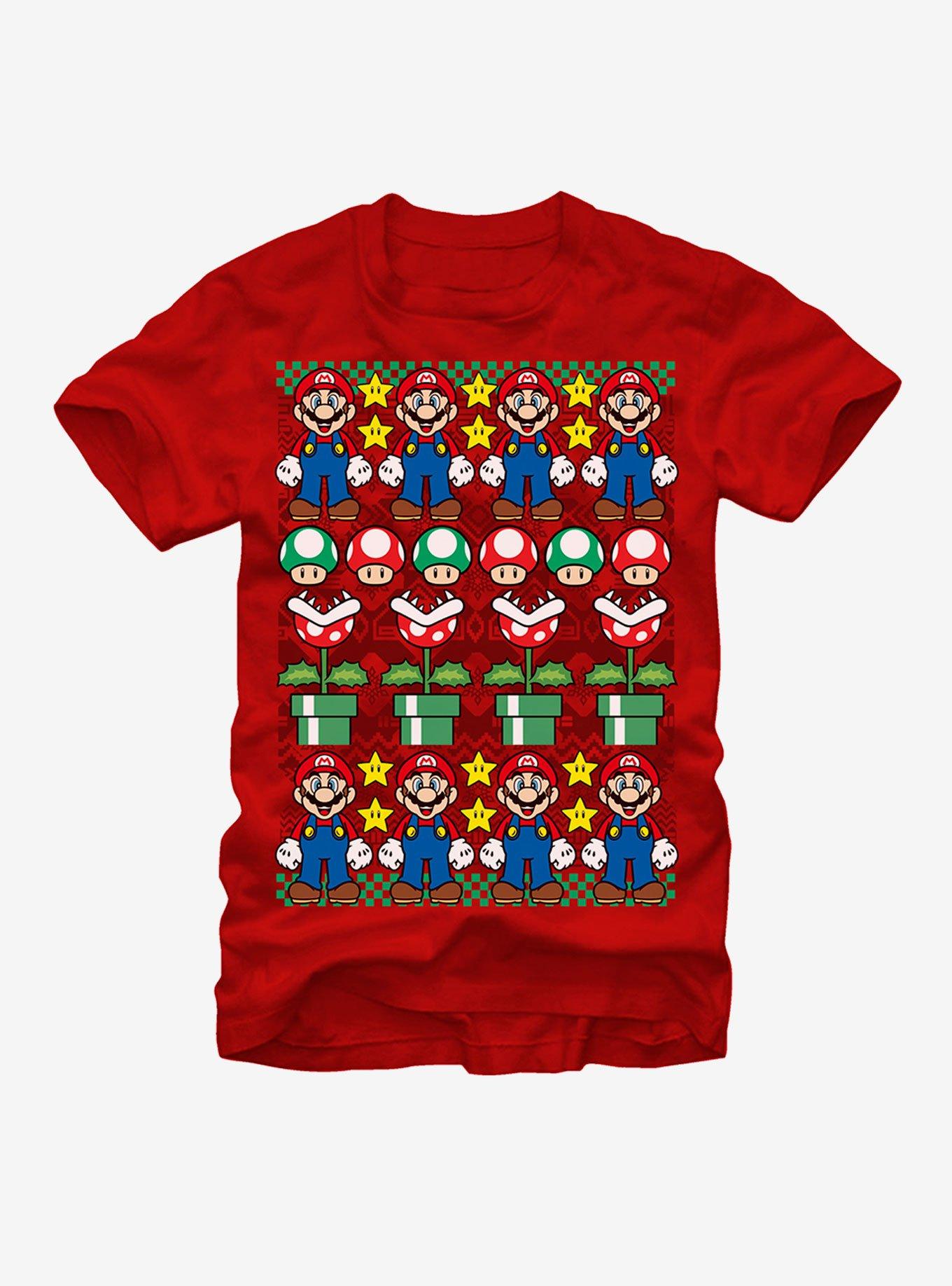 Nintendo Ugly Christmas Sweater Mario T-Shirt | Premium Unisex T-Shirt, Trending Graphic Tee