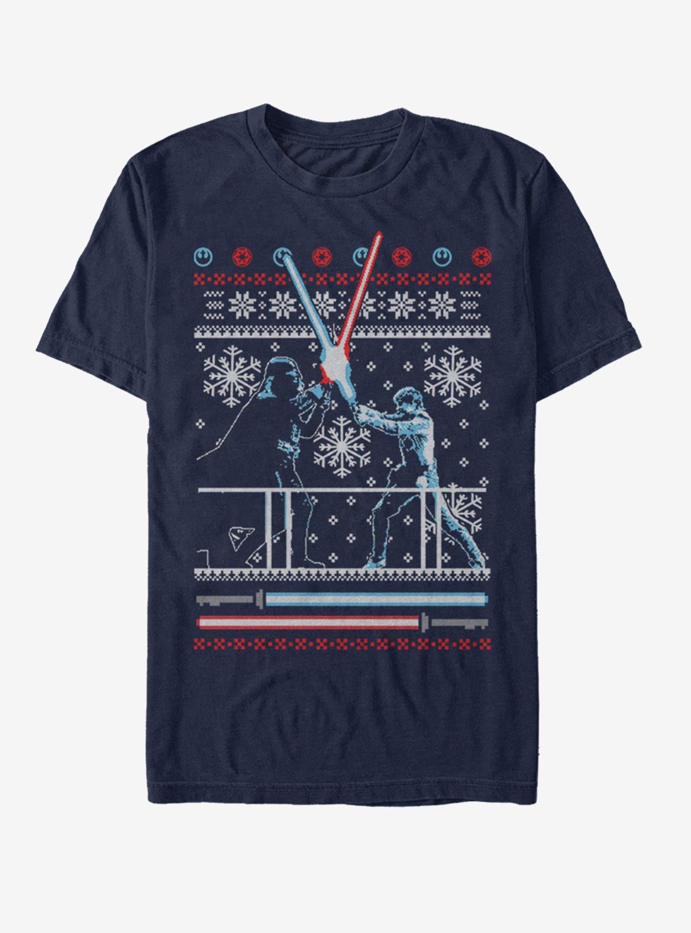 Star Wars Ugly Christmas Sweater Duel T-Shirt | Premium Unisex T-Shirt, Trending Graphic Tee