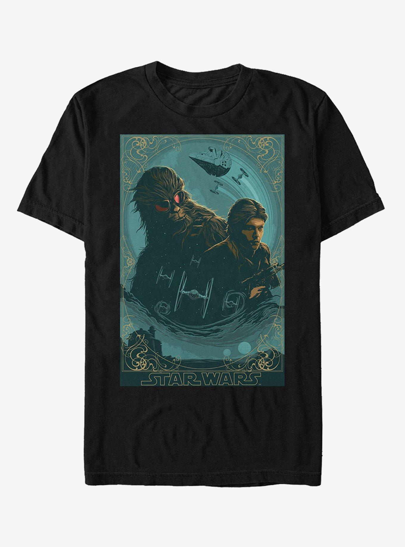Star Wars Ornate Han Chewie Frame T-Shirt | Graphic T-Shirt for Unisex