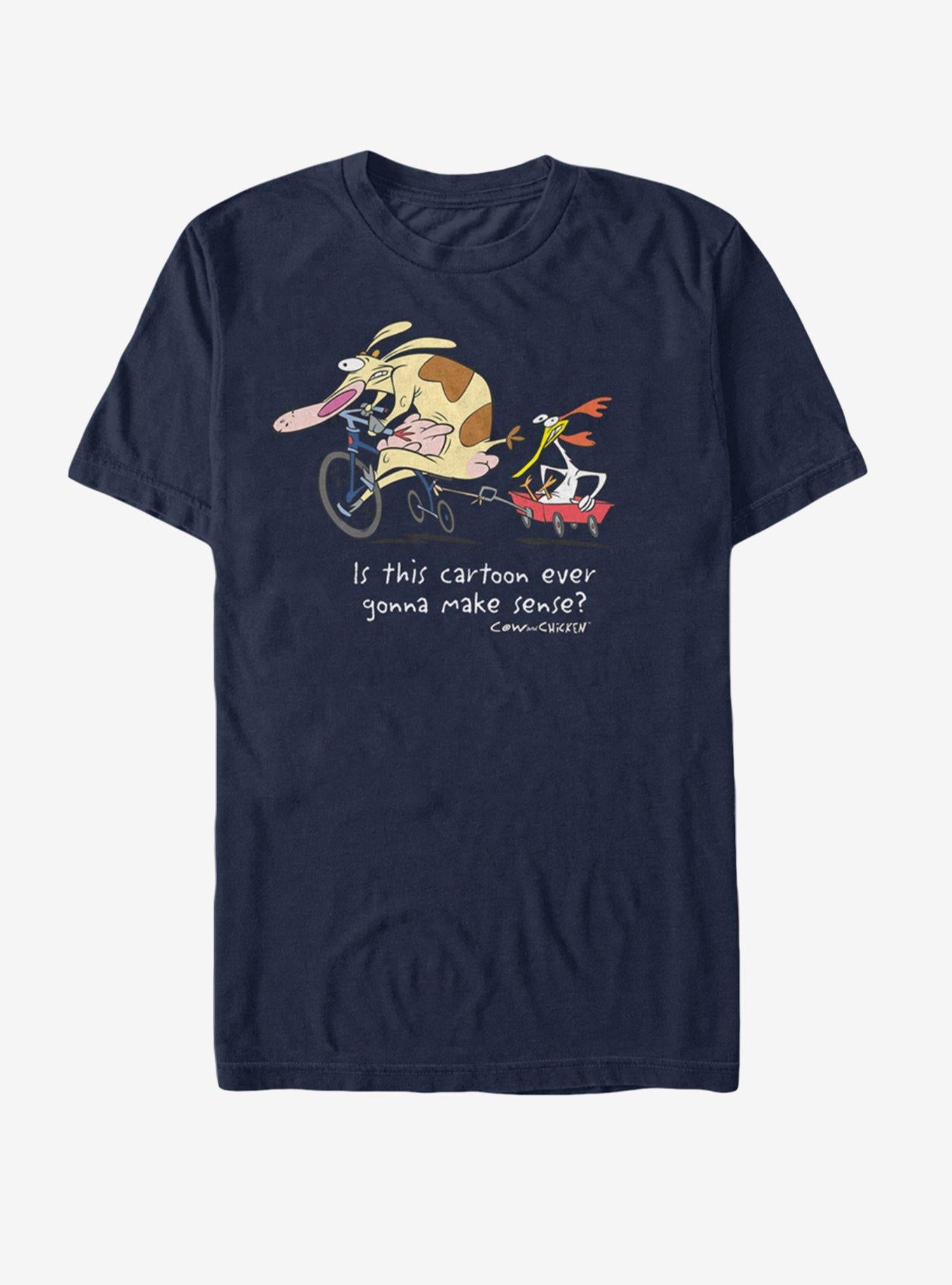 Cow and Chicken Cartoon Makes Sense T-Shirt | Premium Unisex T-Shirt, Trending Graphic Tee