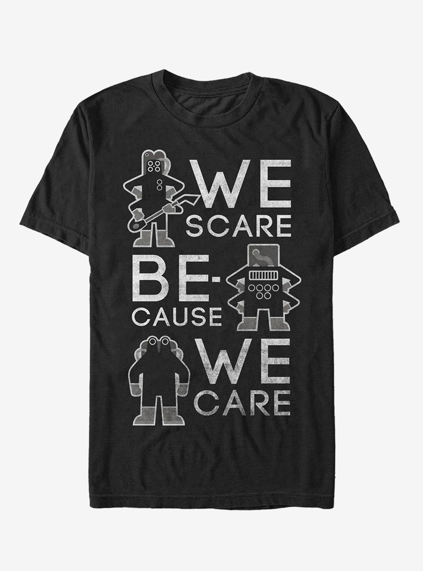 Disney Pixar Monsters Inc Scare Because We Care T-Shirt | Premium Unisex T-Shirt, Trending Graphic Tee