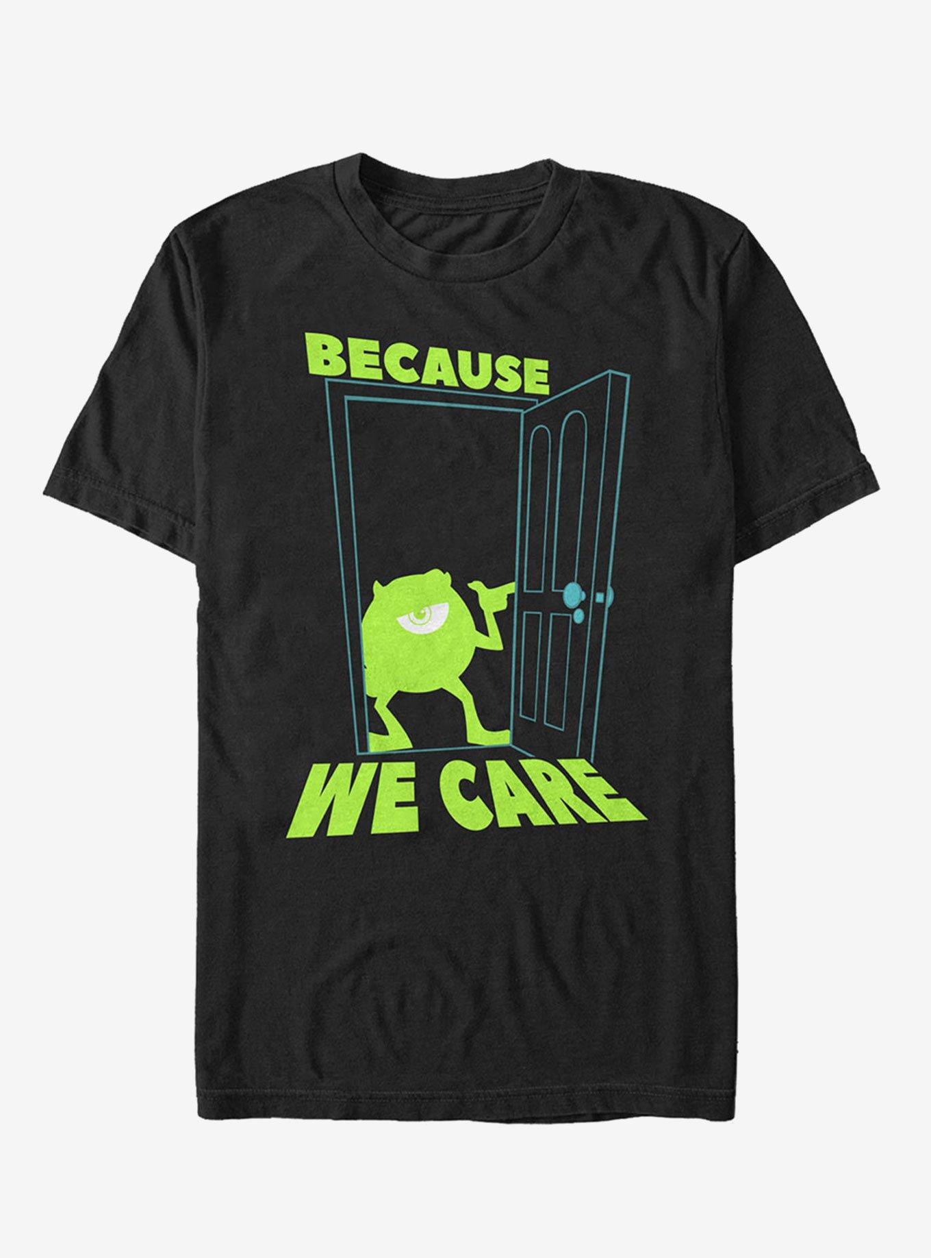 Disney Pixar Monsters Inc Mike Cares Doorway T-Shirt | Graphic T-Shirt for Unisex
