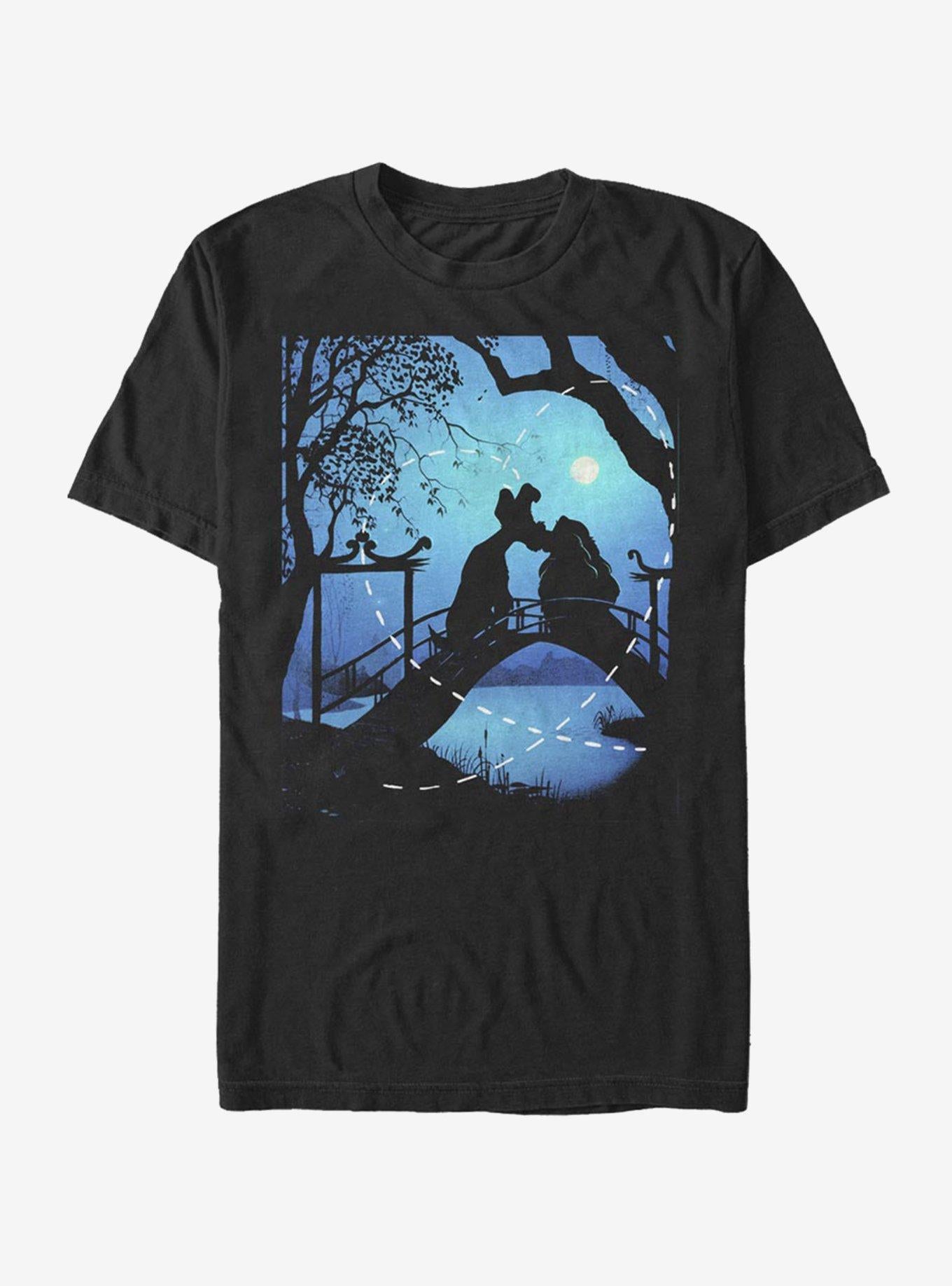 Cartoon Lady And The Tramp Silhouette Love Shirt T Shirt Minimal Style