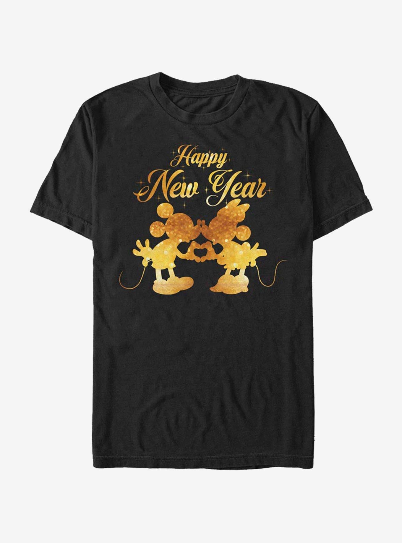 Disney Mickey Mouse Minnie Mouse New Year Kissing T-Shirt | Premium Unisex T-Shirt, Trending Graphic Tee