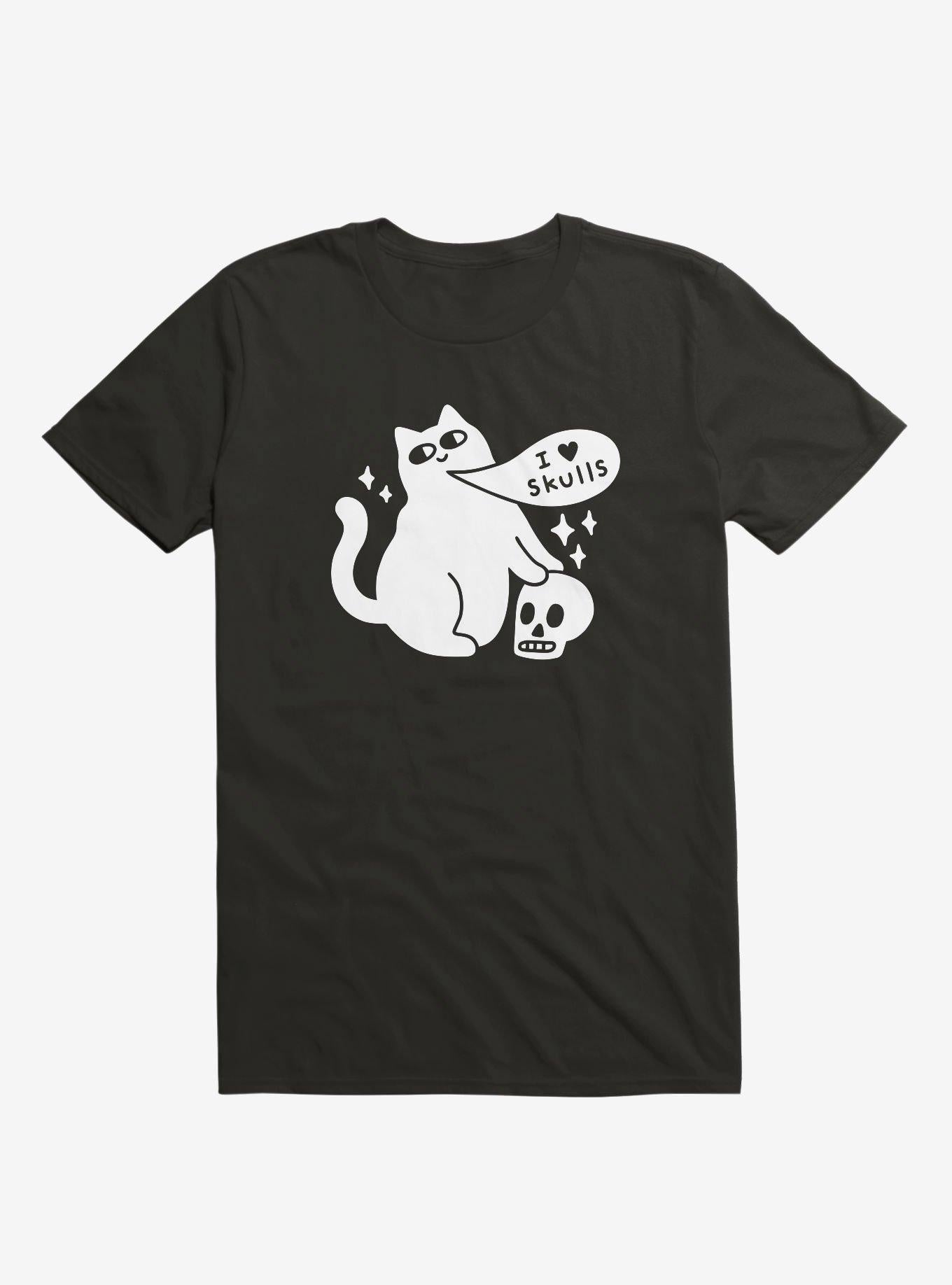 I Love Skulls Cat Black Shirt T Shirt Clean Design