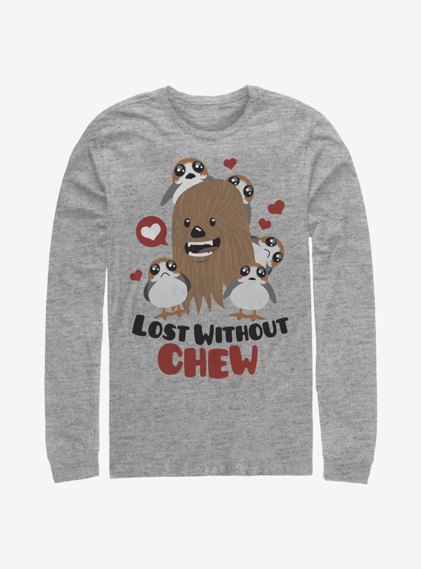 Episode Viii The Last Jedi Chewbacca Porgs Lost Without Chew Long Sleeve Shirt Long Sleeve Tee Premium Quality