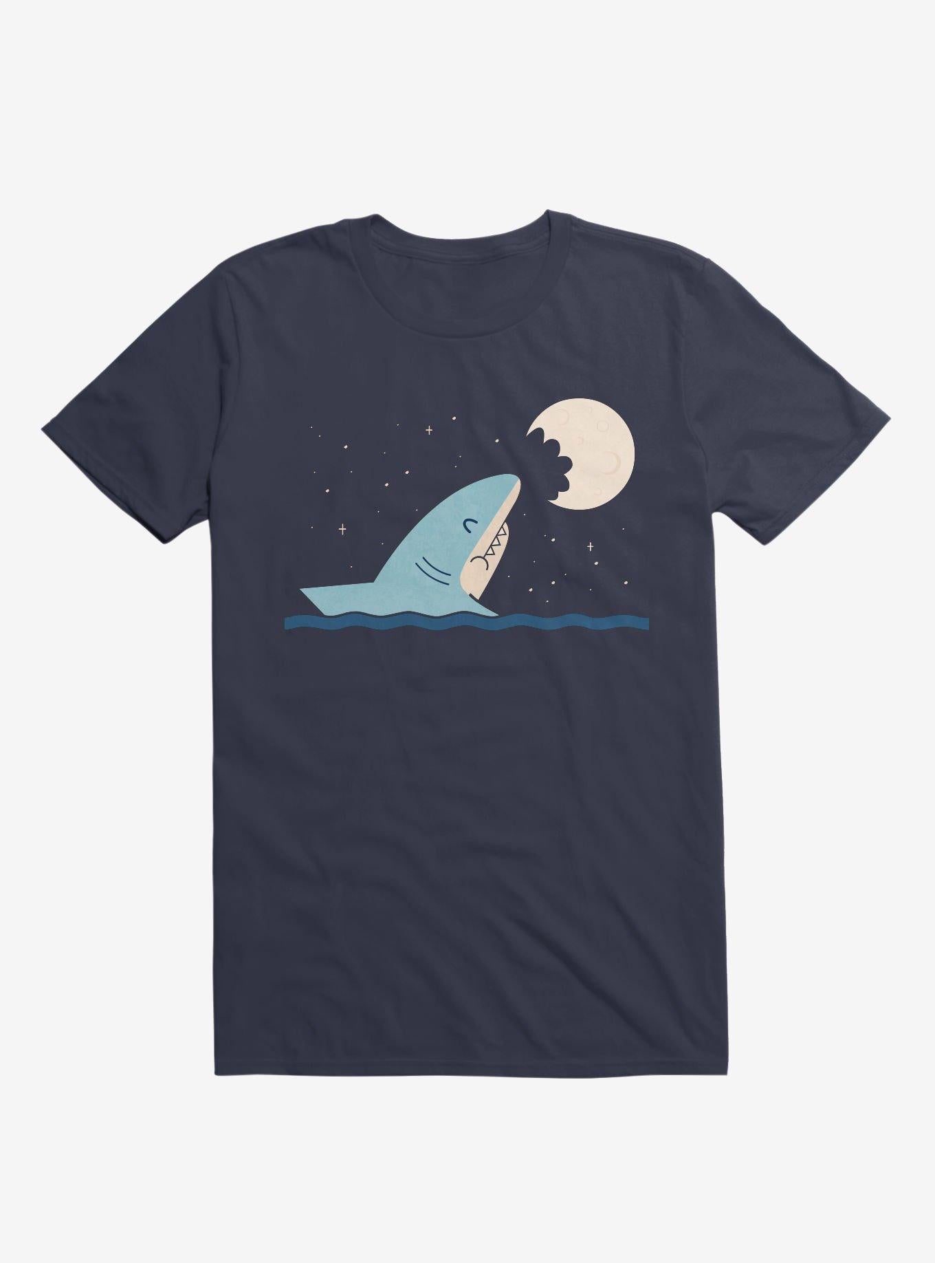Shark Moon Bite Navy Blue T-Shirt | Premium Unisex T-Shirt, Trending Graphic Tee