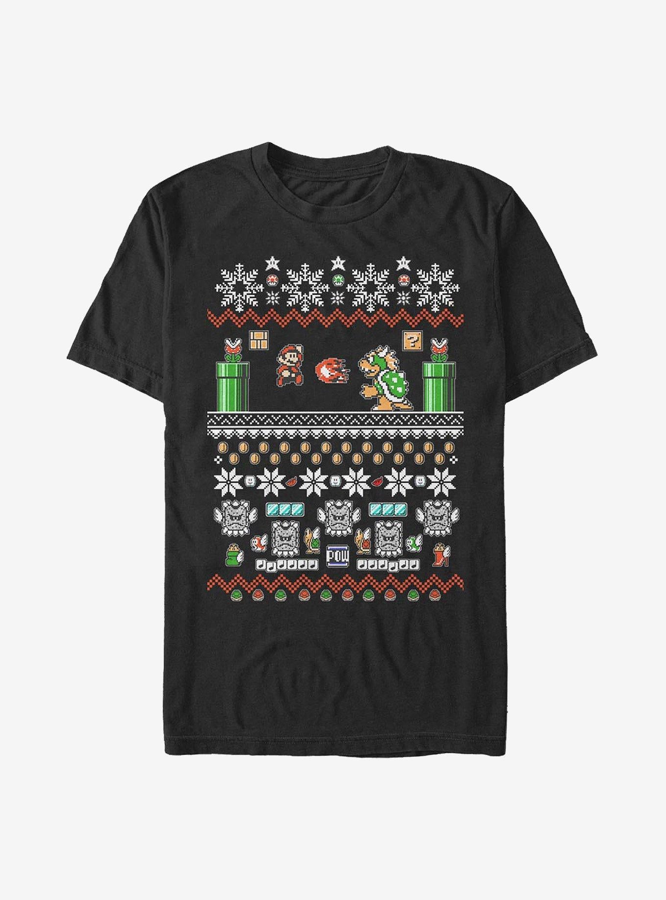 Nintendo Mario Bit Ugly Holiday T-Shirt | Premium Unisex T-Shirt, Trending Graphic Tee