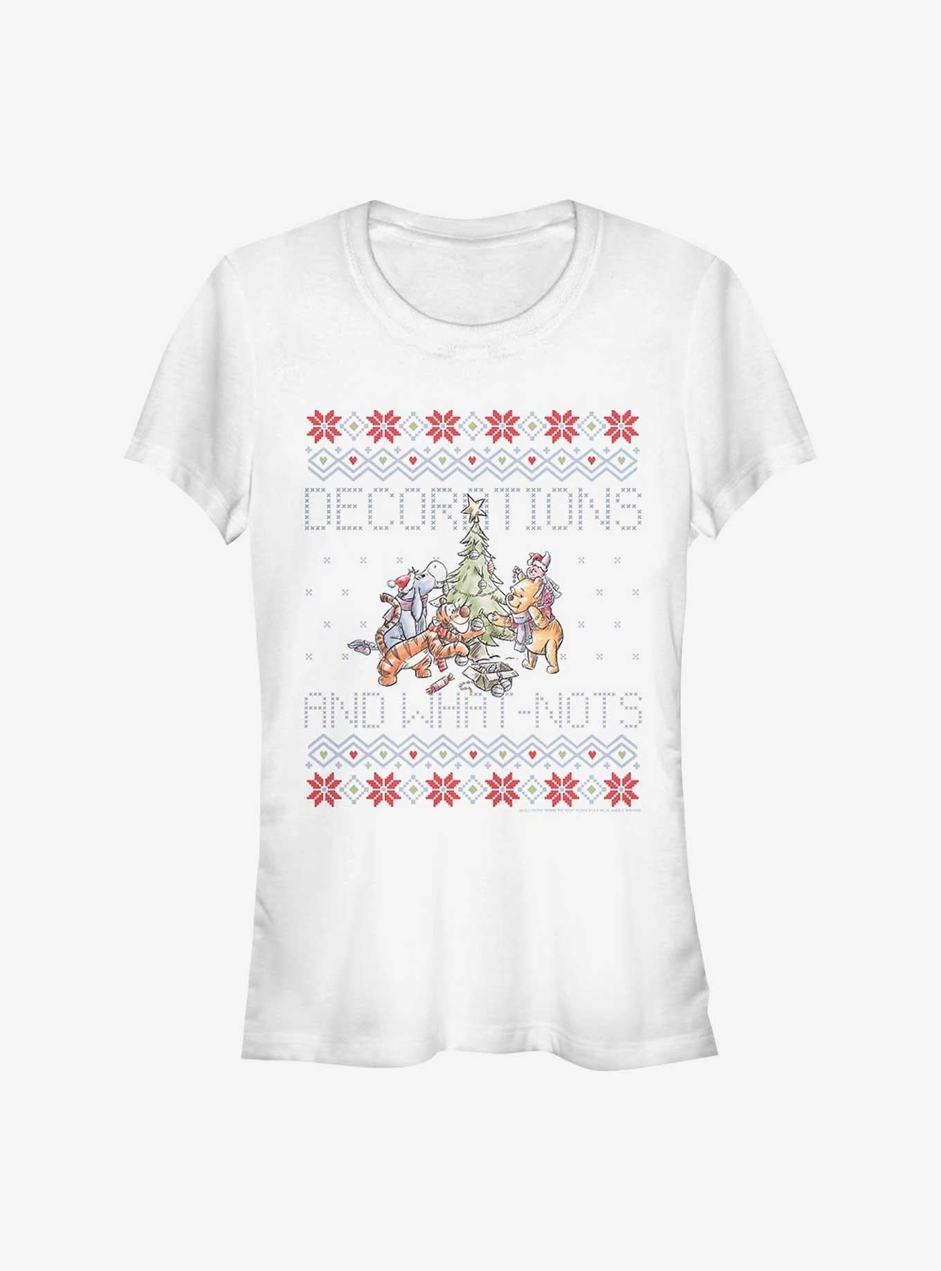 Disney Winnie The Pooh Decorations And What-Nots Ugly Christmas Girls T-Shirt | Premium Unisex T-Shirt, Trending Graphic Tee