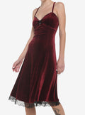 Burgundy Velvet Slip Midi Dress | Stylish Printed Dress | Fashion Outfit
