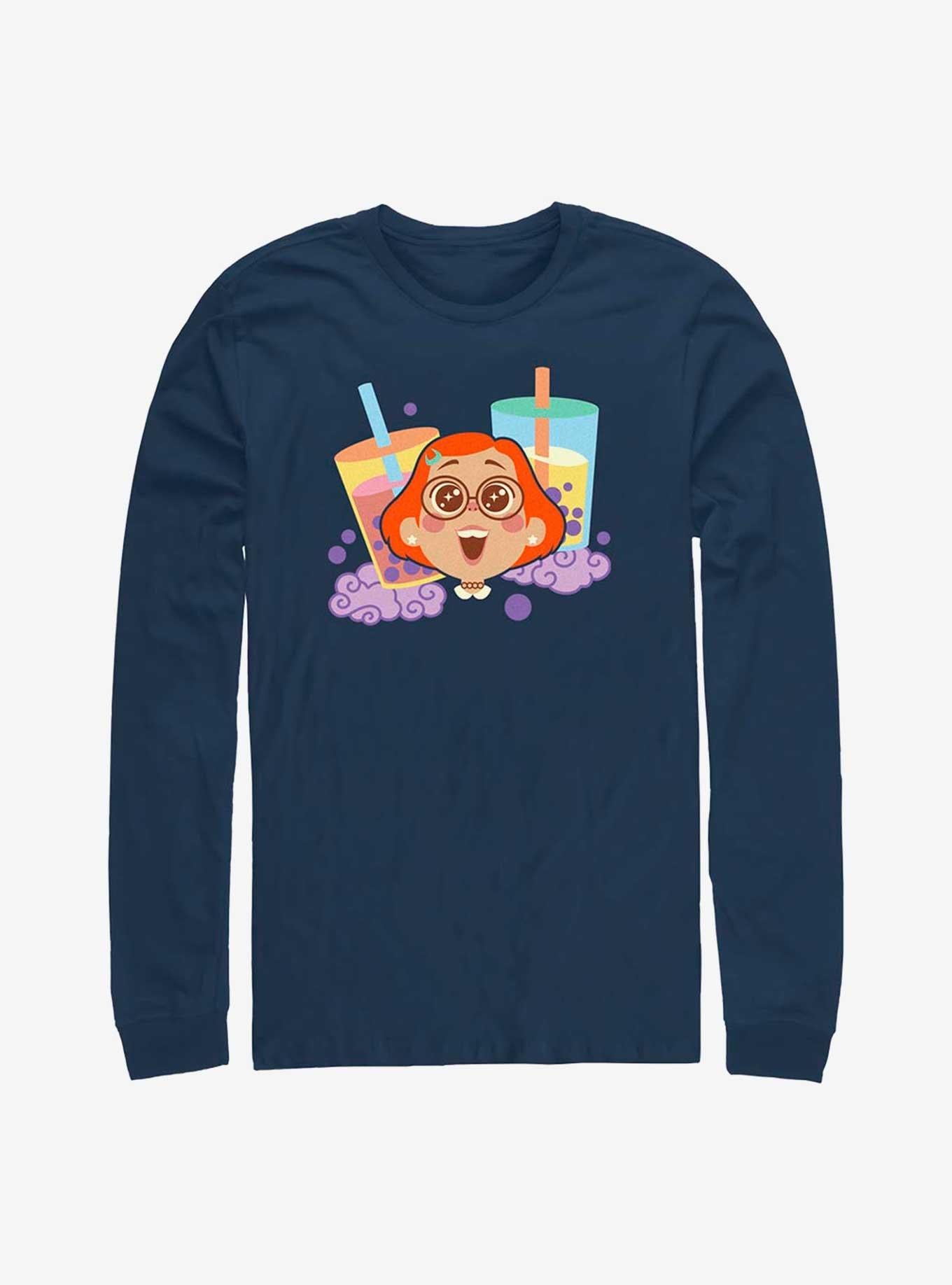 Cartoon Animated Turning Red Loves Boba Long Sleeve Shirt Long Sleeve Tee Clean Design