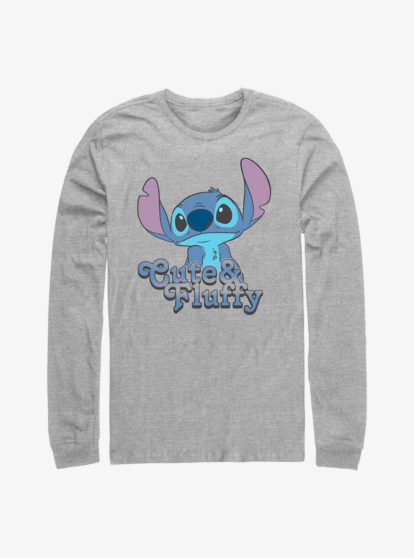 Cartoon Lilo Stitch Fluffy Stitch Long Sleeve Shirt Long Sleeve Tee Cozy Fit
