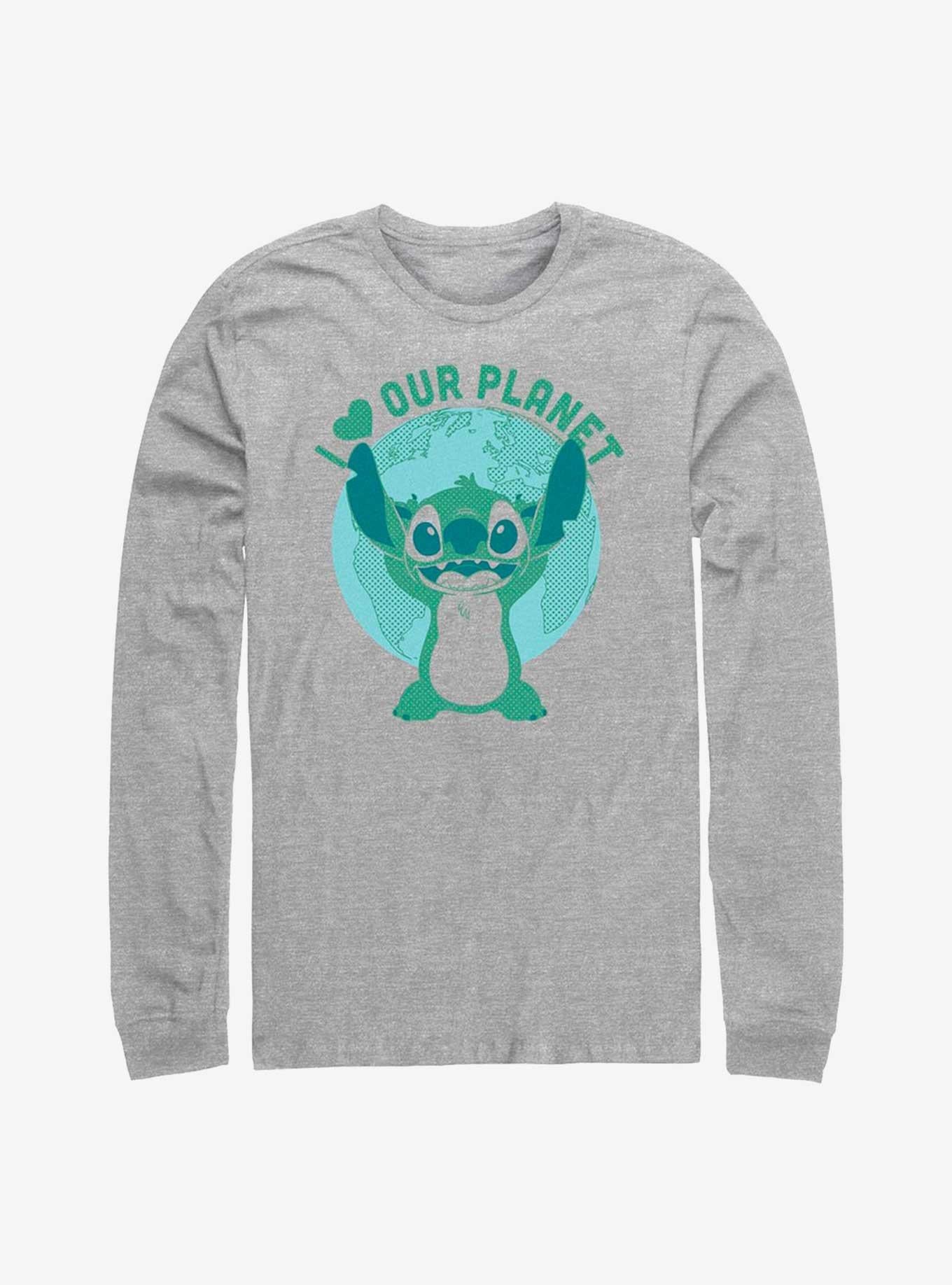 Cartoon Lilo Stitch Love Our Planet Long Sleeve Shirt Long Sleeve Tee Premium Quality