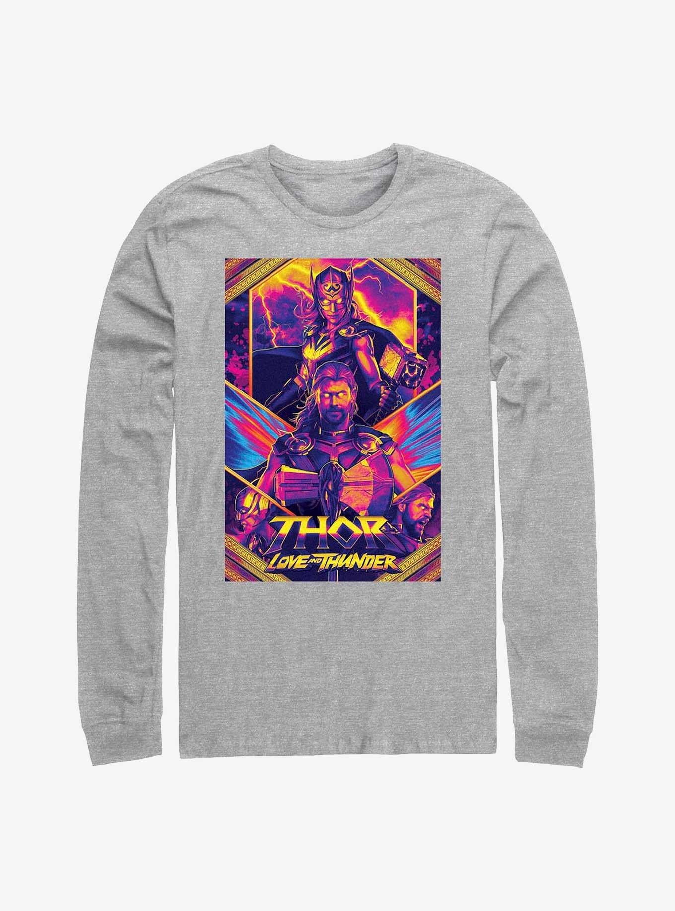 Superhero Love And Thunder Neon Poster Long Sleeve Shirt Long Sleeve Tee Minimal Style