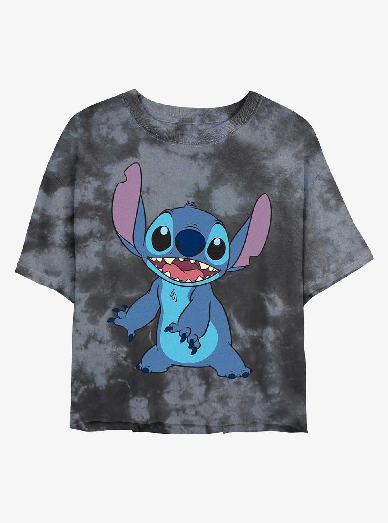 Cartoon Lilo Stitch Pose Tie Dye Girls Crop Shirt T Shirt Clean Design
