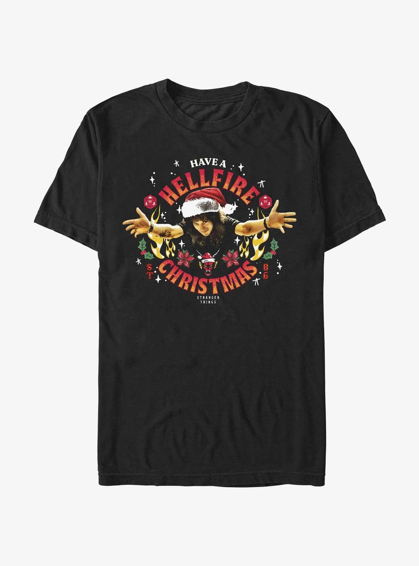 Stranger Things Hellfire Christmas Santa Eddie T-Shirt | Premium Unisex T-Shirt, Trending Graphic Tee