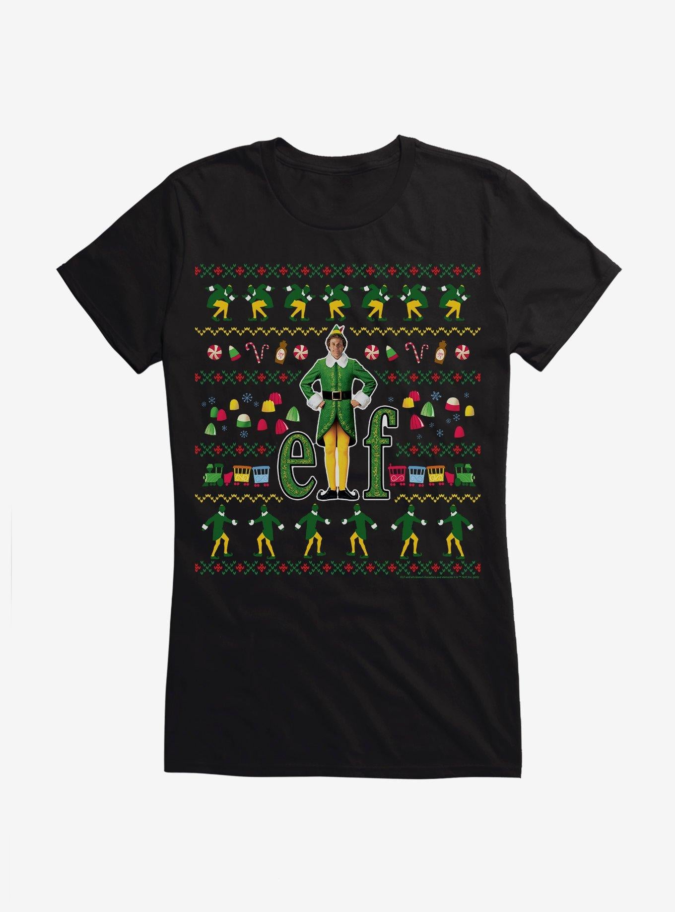 Elf Movie Ugly Christmas Pattern Girls T-shirt | Trendy Graphic Tee | Casual Unisex T-shirt