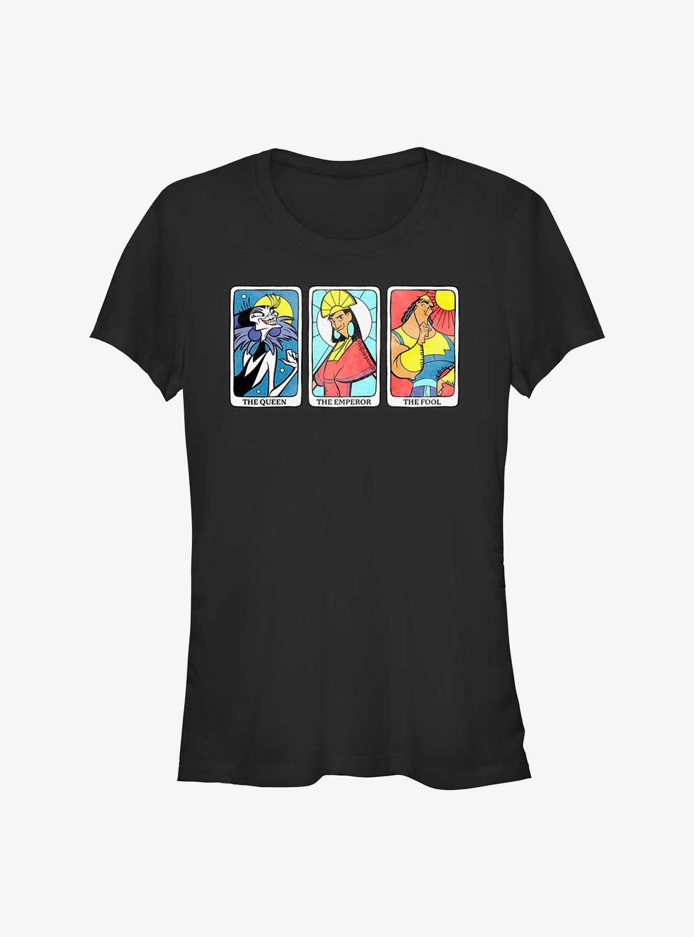 Disney The Emperor's New Groove Yzma Kuzco and Kronk Tarot Cards Girls T-Shirt | Premium Unisex T-Shirt, Trending Graphic Tee