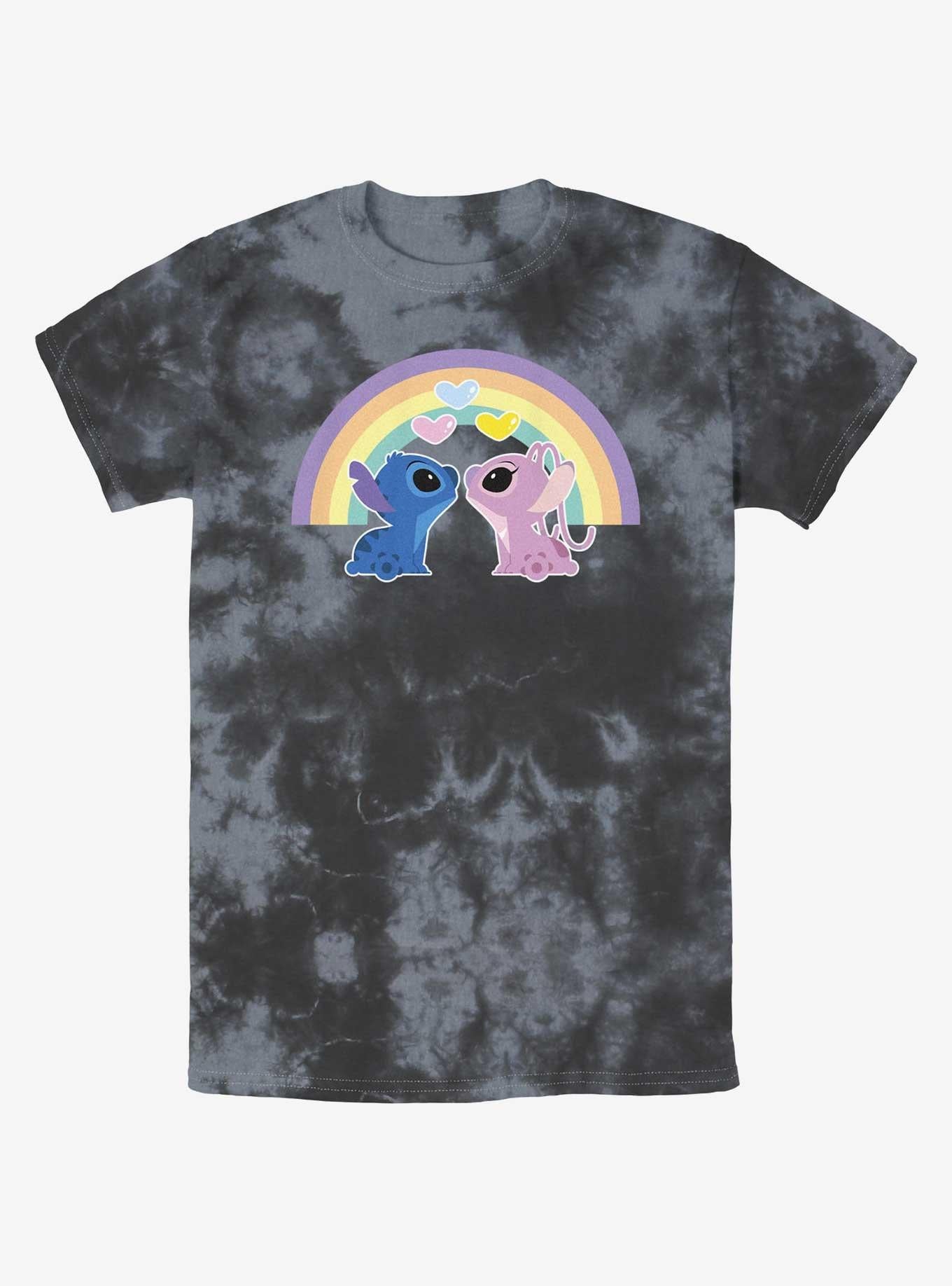 Cartoon Lilo Stitch Angel Stitch Love The Rainbow Tie Dye Shirt T Shirt Everyday Wear