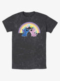Cartoon Lilo Stitch Angel Stitch Love The Rainbow Mineral Wash Shirt T Shirt Minimal Style