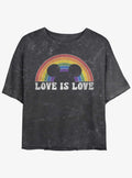 Cartoon Mickey Mouse Love Is Love Mineral Wash Girls Crop Shirt T Shirt Premium Quality