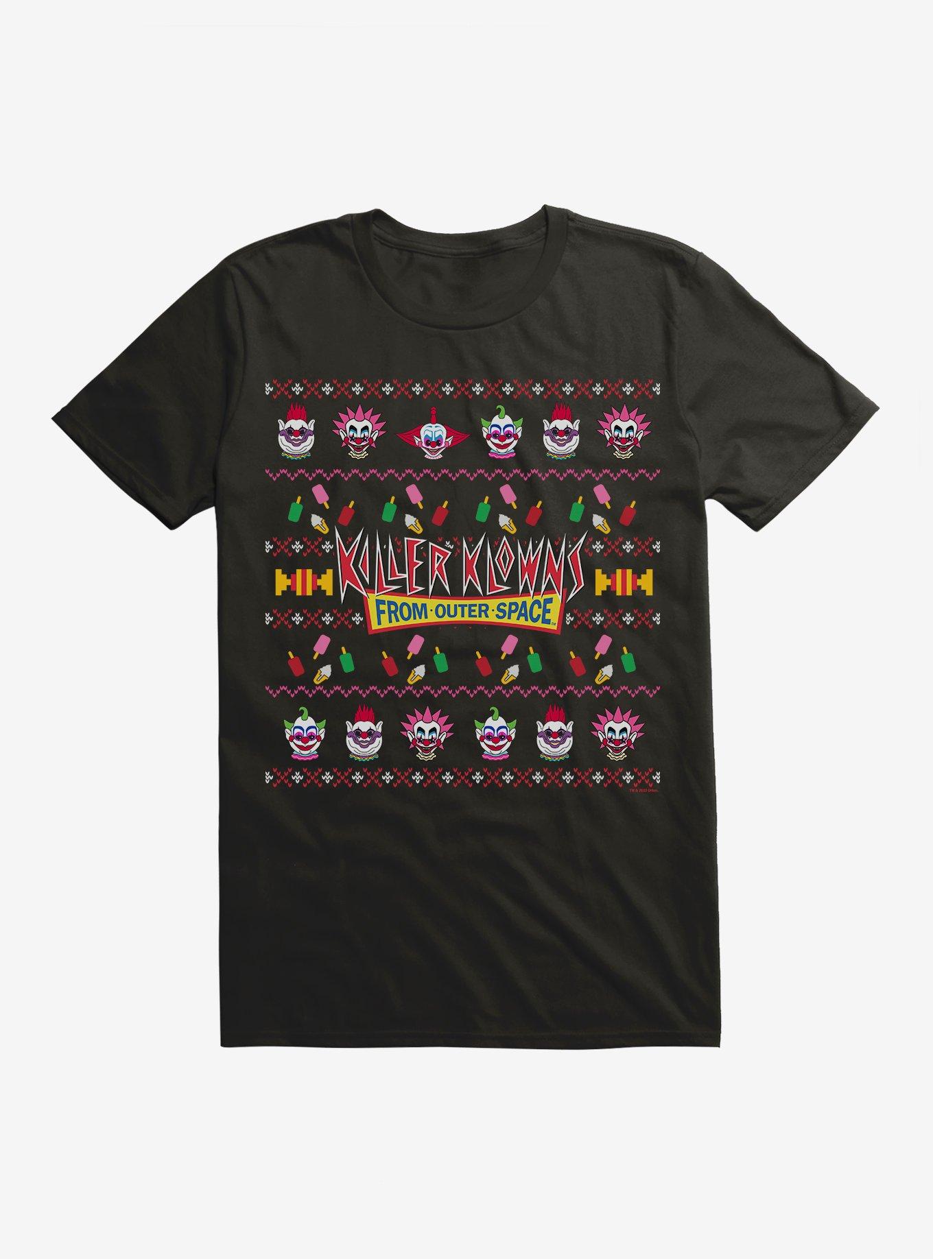 Killer Klowns From Outer Space Ugly Christmas Sweater Pattern T-Shirt | Premium Unisex T-Shirt, Trending Graphic Tee