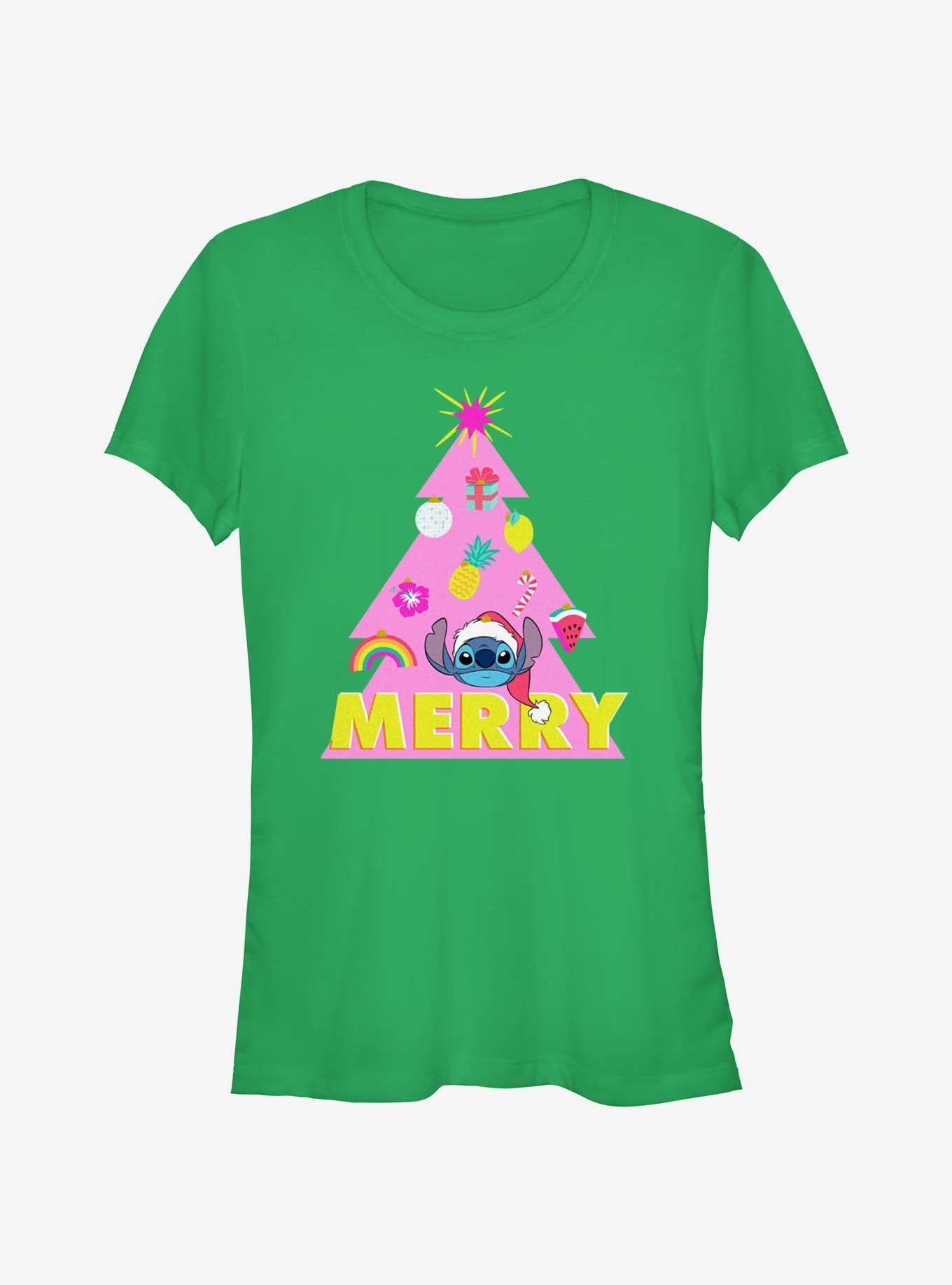 Disney Lilo Stitch Merry Christmas Tree Girls T-Shirt | Premium Unisex T-Shirt, Trending Graphic Tee