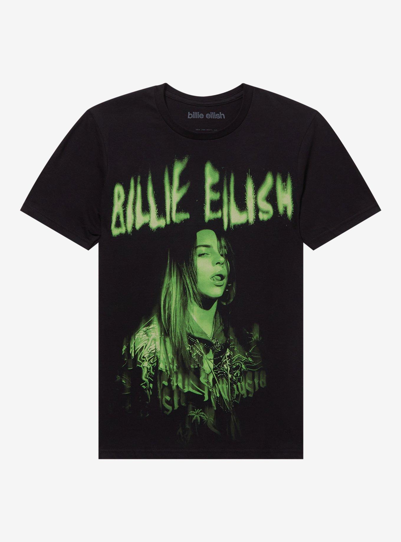 Billie Eilish Green Jumbo Portrait Boyfriend Fit Girls T-Shirt | Premium Unisex T-Shirt, Trending Graphic Tee
