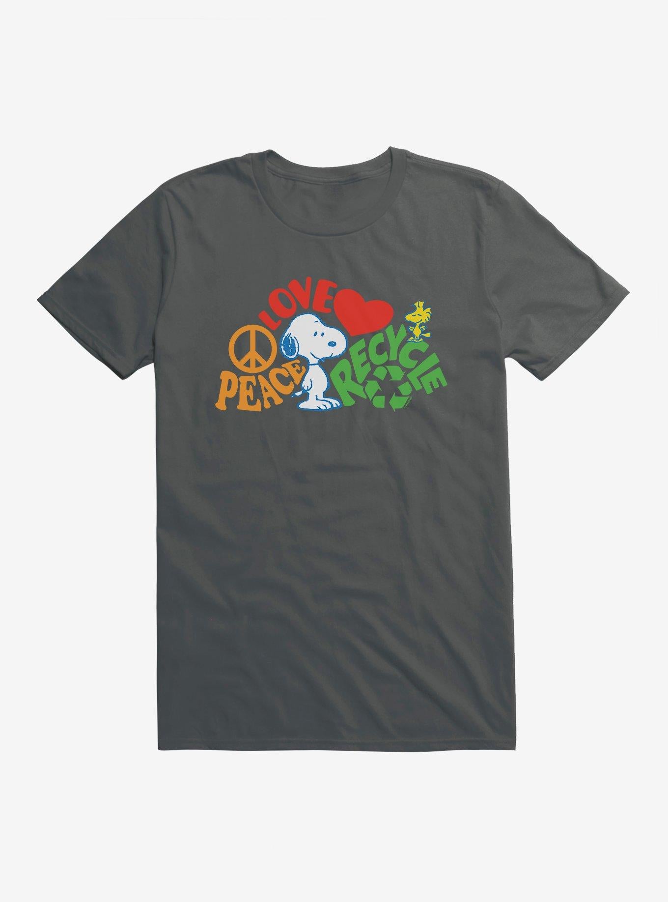 Peanuts Peace Love Recycle Shirt T Shirt Minimal Style