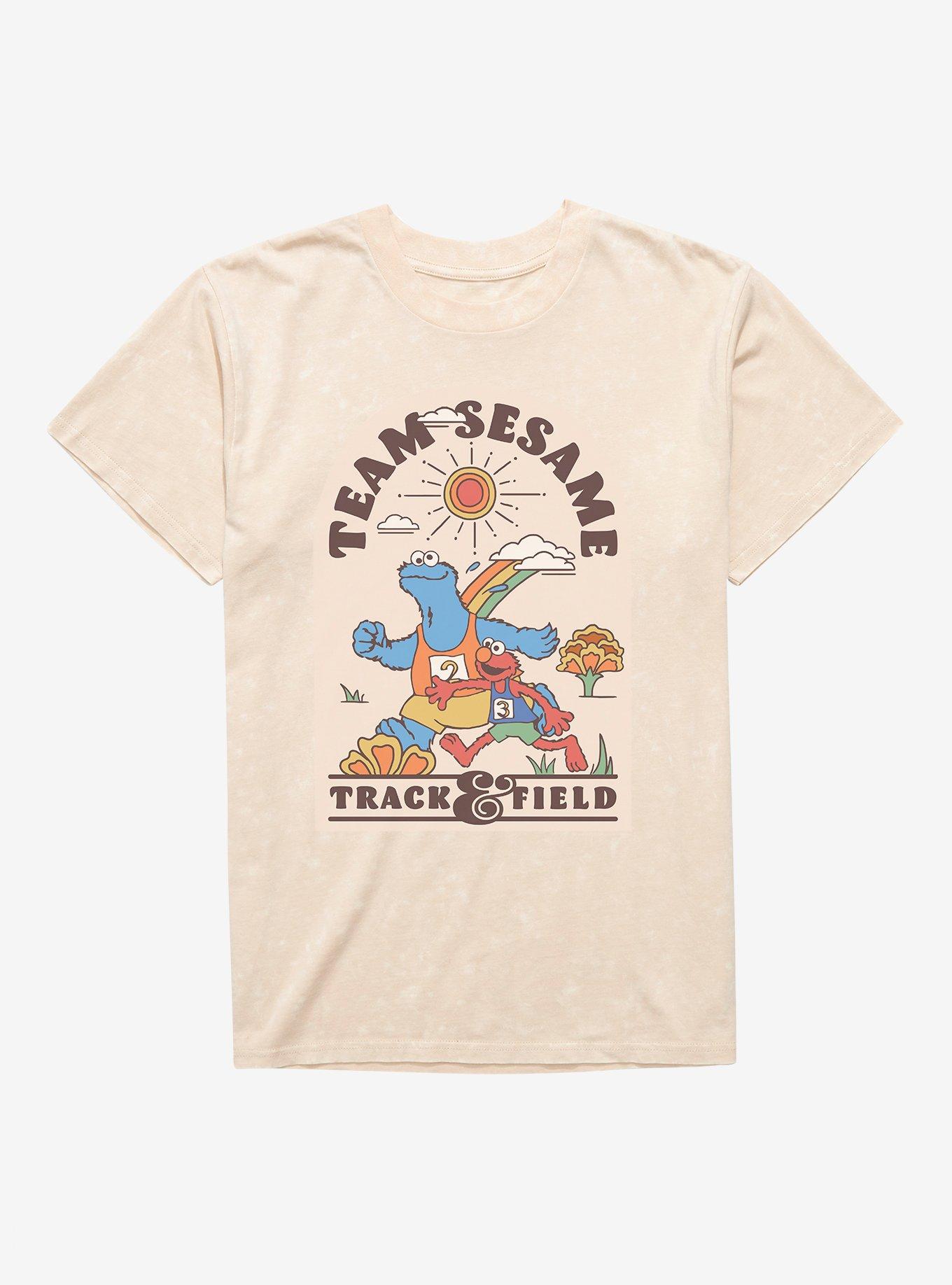 Sesame Street Cookie Monster Elmo Team Sesame Track Field Mineral Wash T-Shirt | Premium Unisex T-Shirt, Trending Graphic Tee