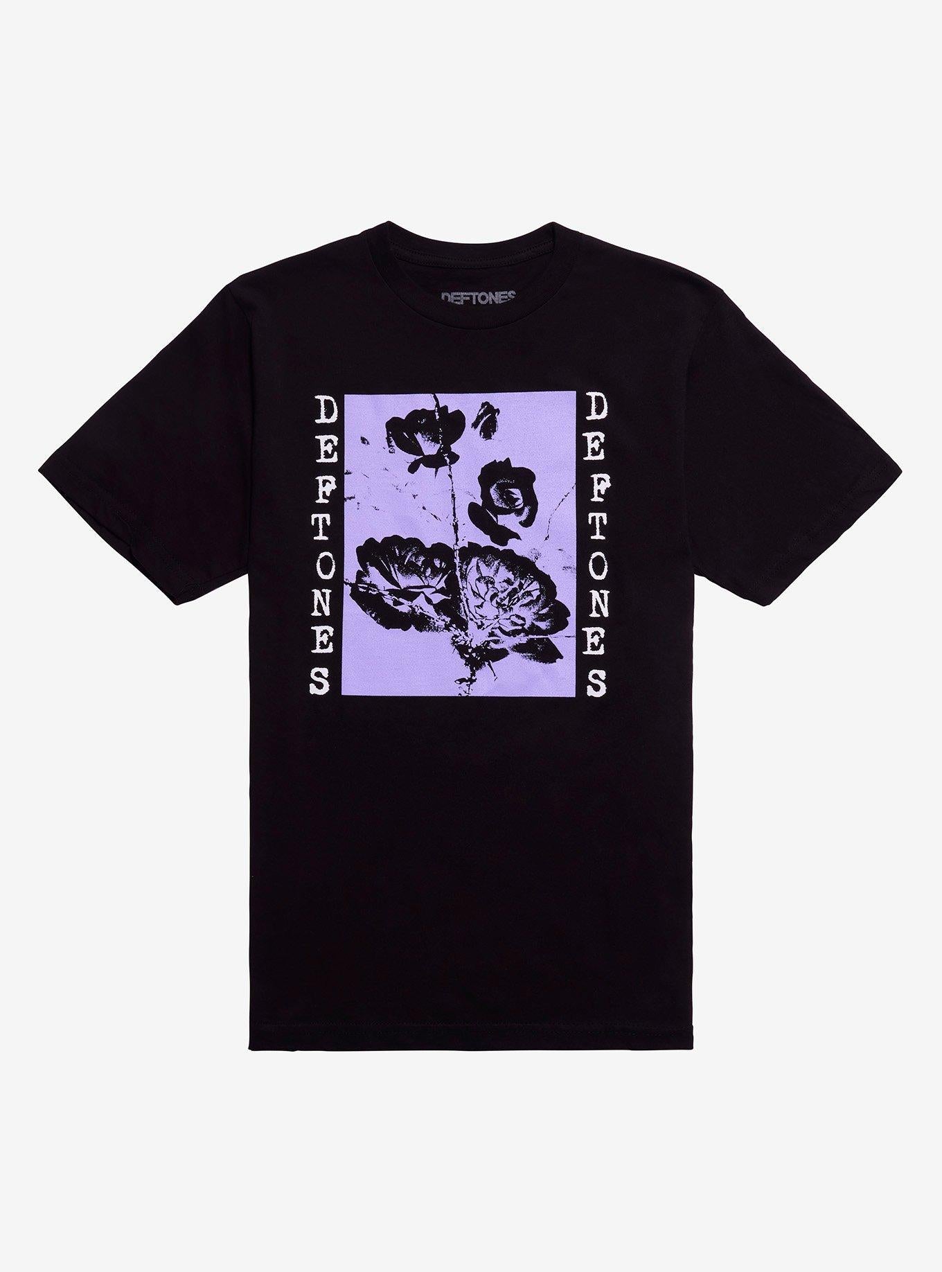 Deftones Black Lavender Flowers Relaxed Fit Girls T-Shirt | Premium Unisex T-Shirt, Trending Graphic Tee