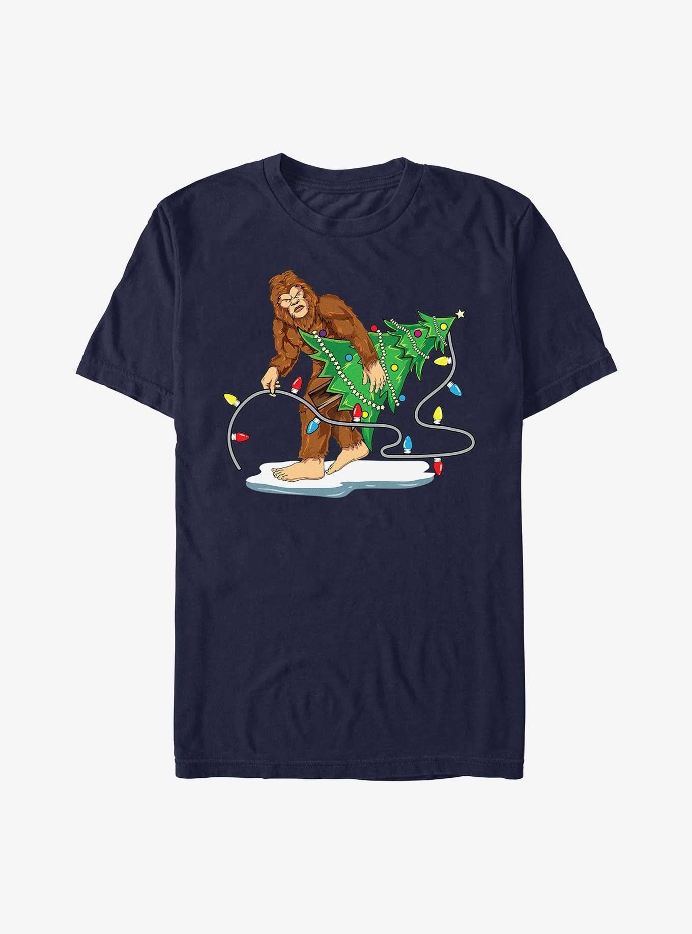 Bigfoot Stealing Christmas Tree T-Shirt | Premium Unisex T-Shirt, Trending Graphic Tee