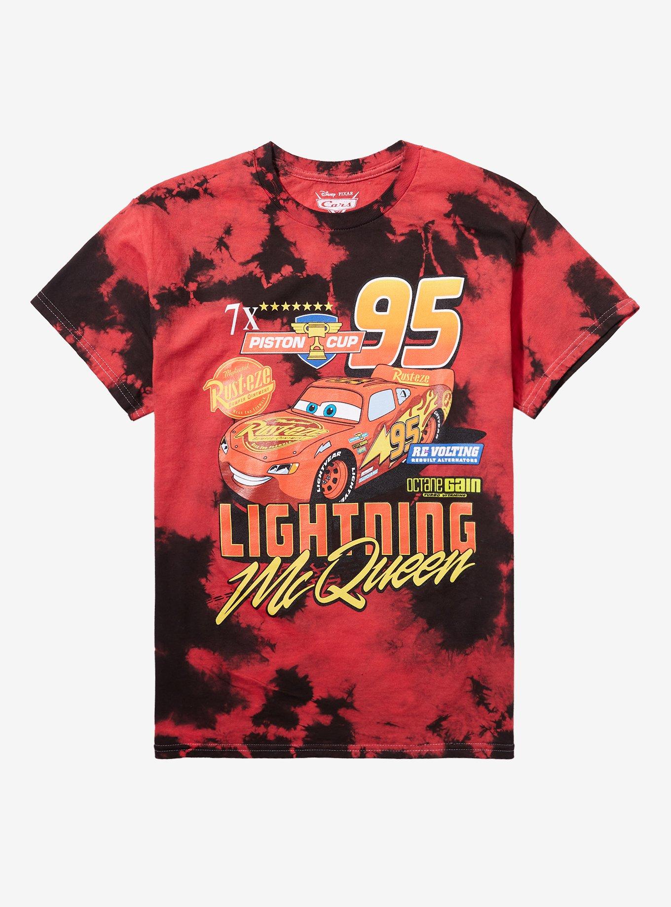 Disney Pixar Cars Lightning McQueen Tie-Dye Boyfriend Fit Girls T-Shirt | Graphic T-Shirt for Unisex