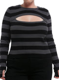 Black Dark Grey CutOut Girls Crop LongSleeve Top Plus Size Graphic Tee | Graphic Tee | Unisex Shirt | Best-Selling Design
