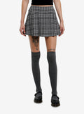 Social Collision Black White Plaid Pleated Mini Skirt Apparel Gift Ready