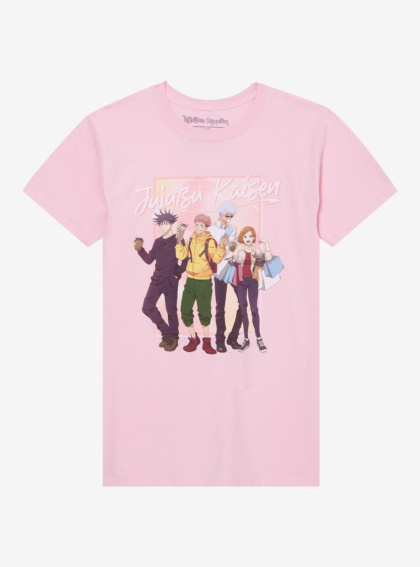 Jujutsu Kaisen Group Shopping Pink Girls T-Shirt | Premium Unisex T-Shirt, Trending Graphic Tee