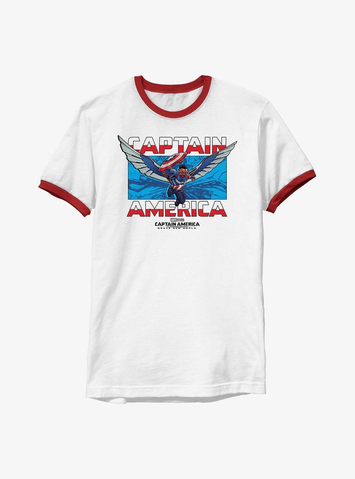 Captain America Brave New World Breakthrough Captain America Ringer T-Shirt | Premium Unisex T-Shirt, Trending Graphic Tee