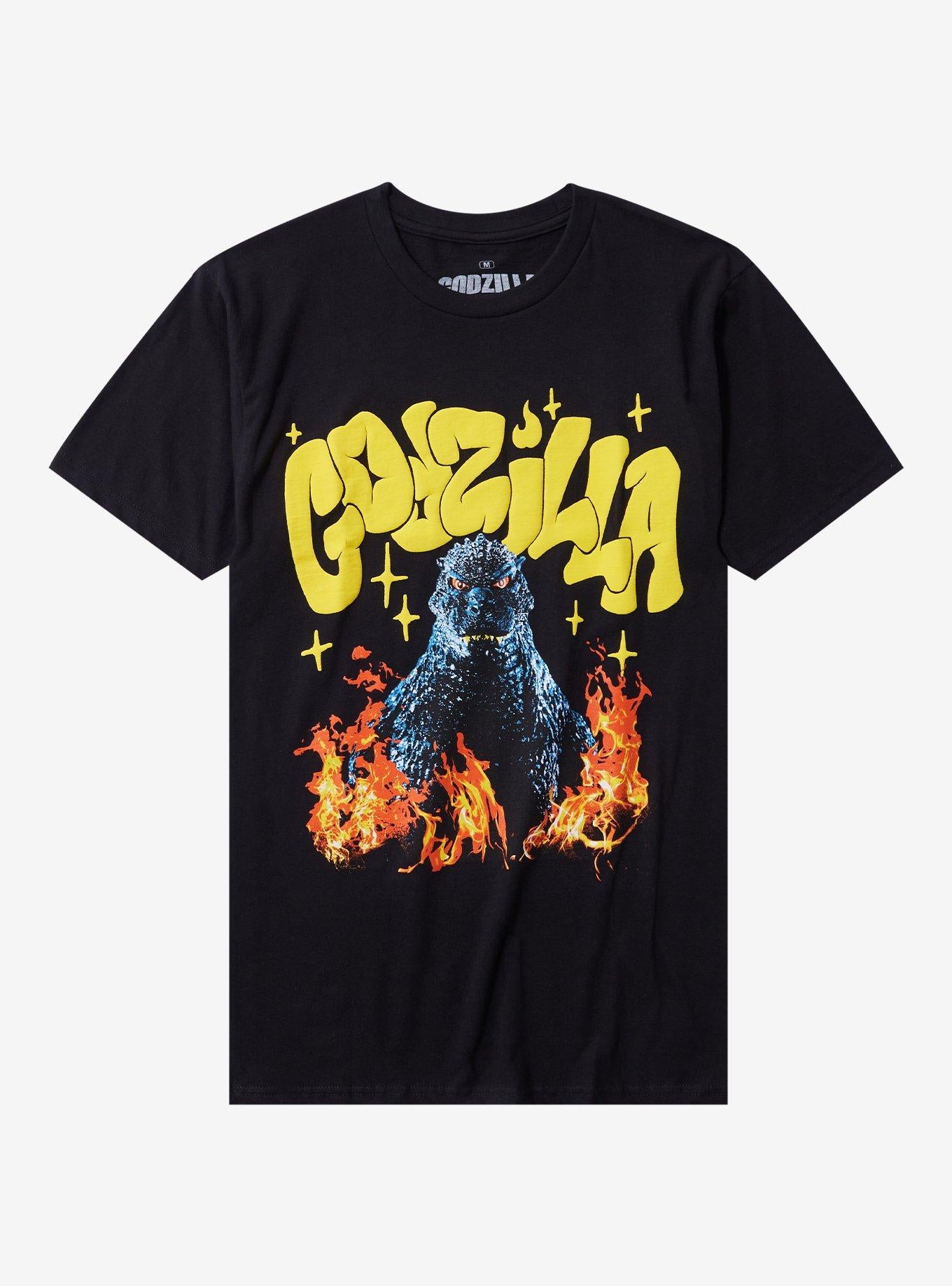 Godzilla Flames Puff Print T-Shirt | Premium Unisex T-Shirt, Trending Graphic Tee