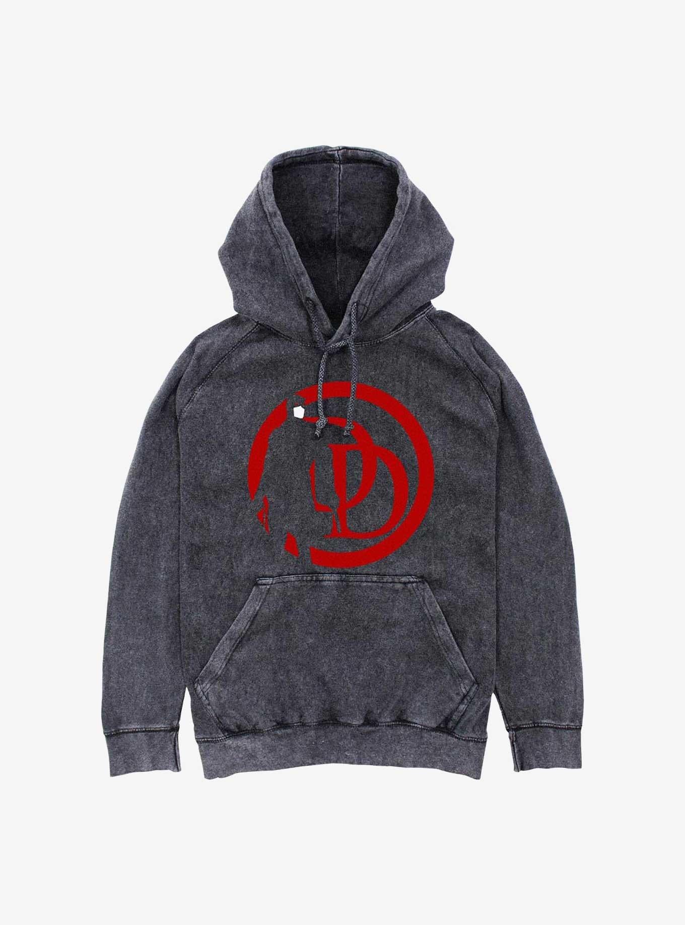 Marvel Daredevil Interlocking DD Standing Silhouette Mineral Wash Hoodie