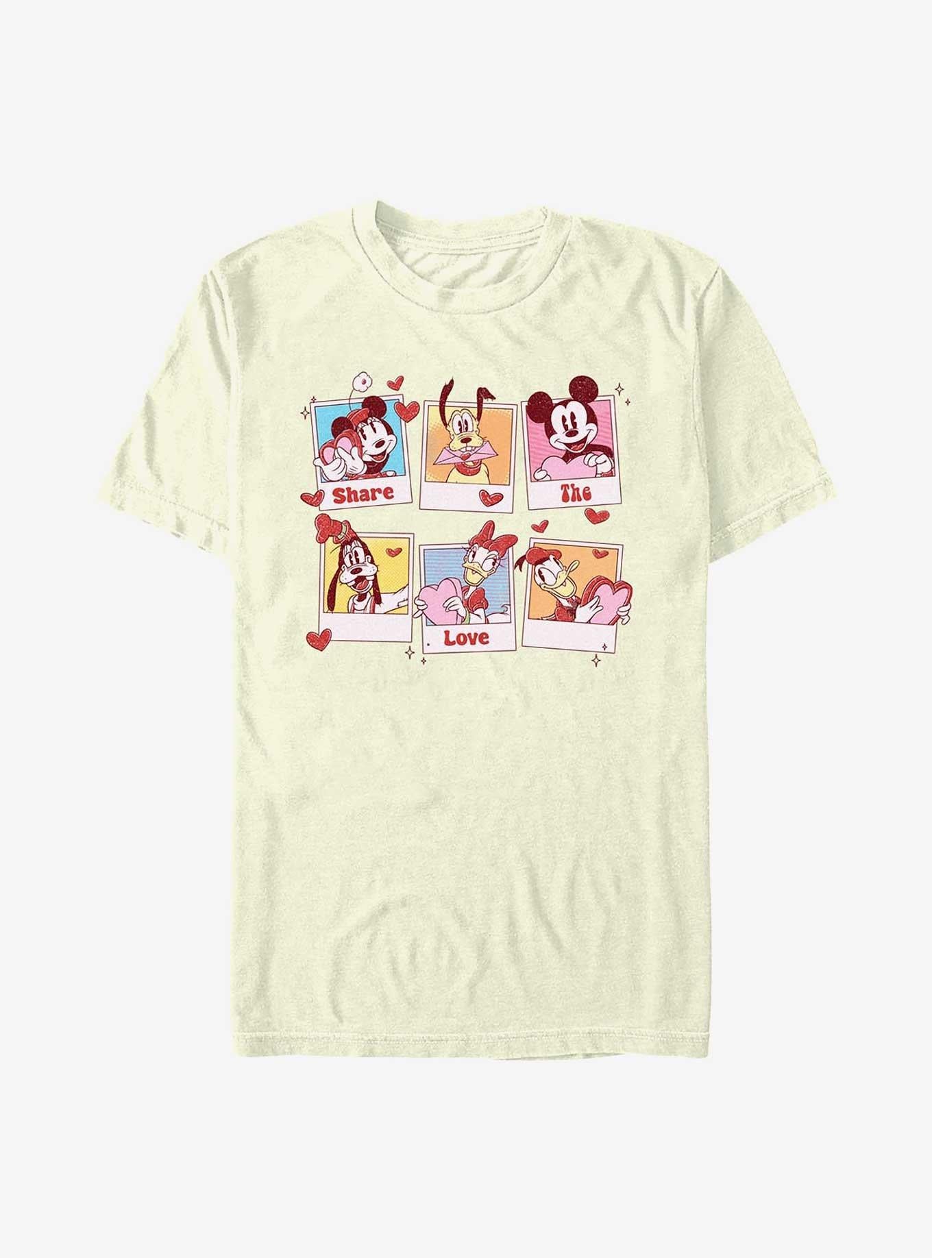 Cartoon Mickey Mouse Share The Love Polaroids Shirt T Shirt Minimal Style