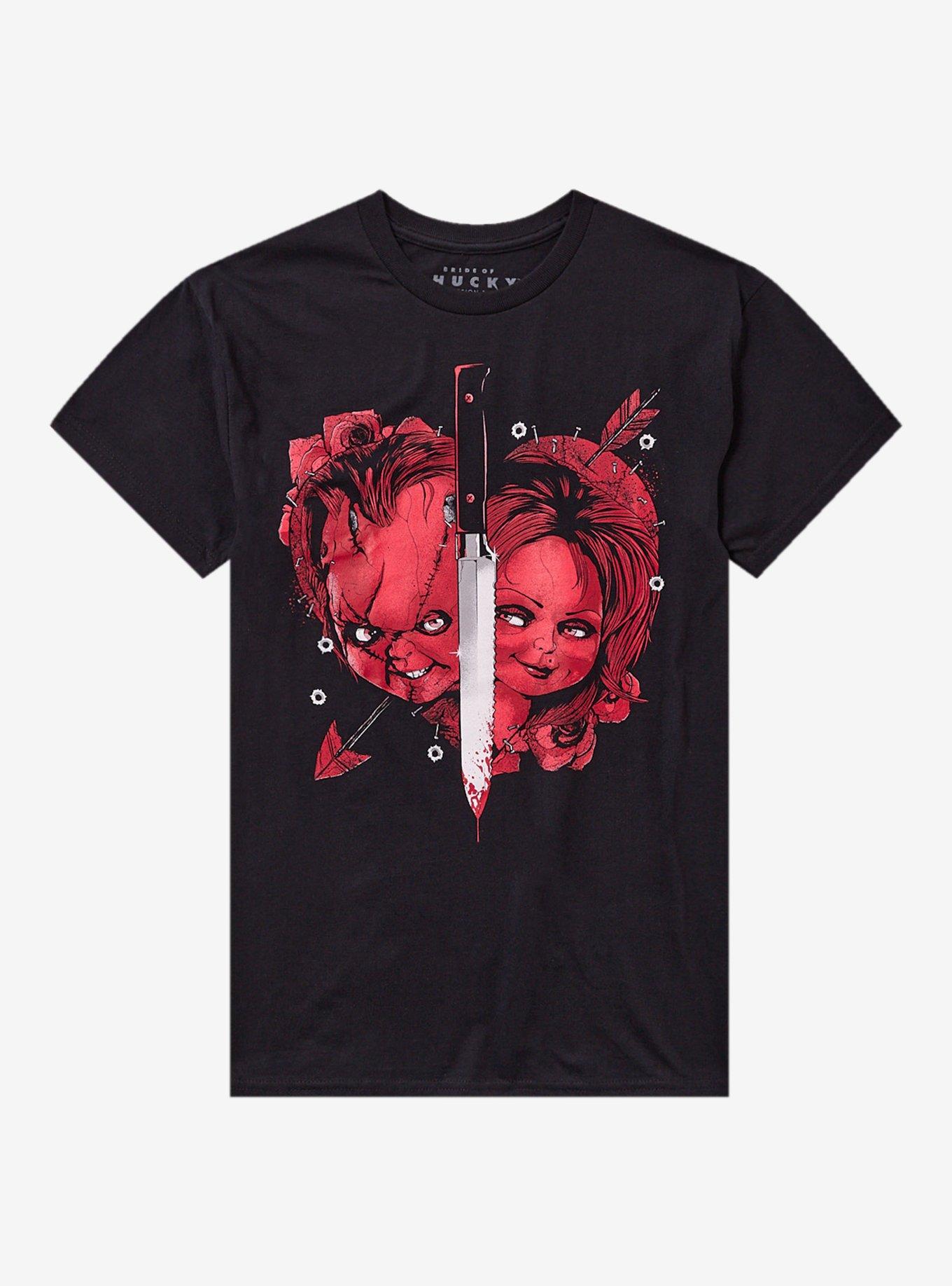 Bride Of Chucky Tiffany Chucky Knife Portrait T-Shirt | Graphic T-Shirt for Unisex