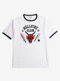 Stranger Things Hellfire Club Black & White Ringer T-Shirt