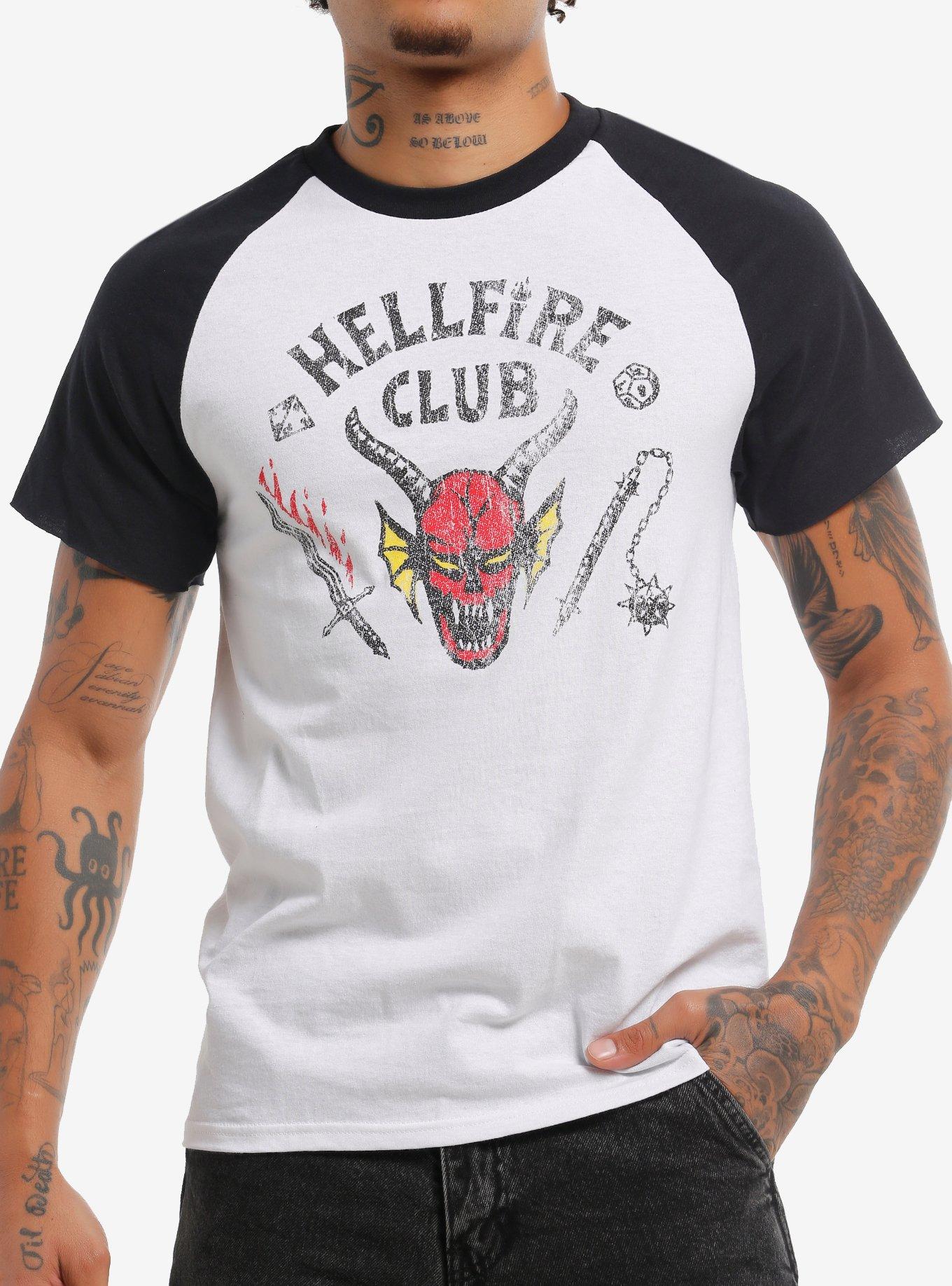 Stranger Things Faded Hellfire Club Raglan Shirt T Shirt Clean Design