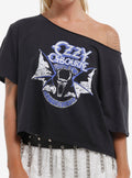 Ozzy Osbourne Screaming Bat Girls Off Shoulder Shirt T Shirt Limited Drop