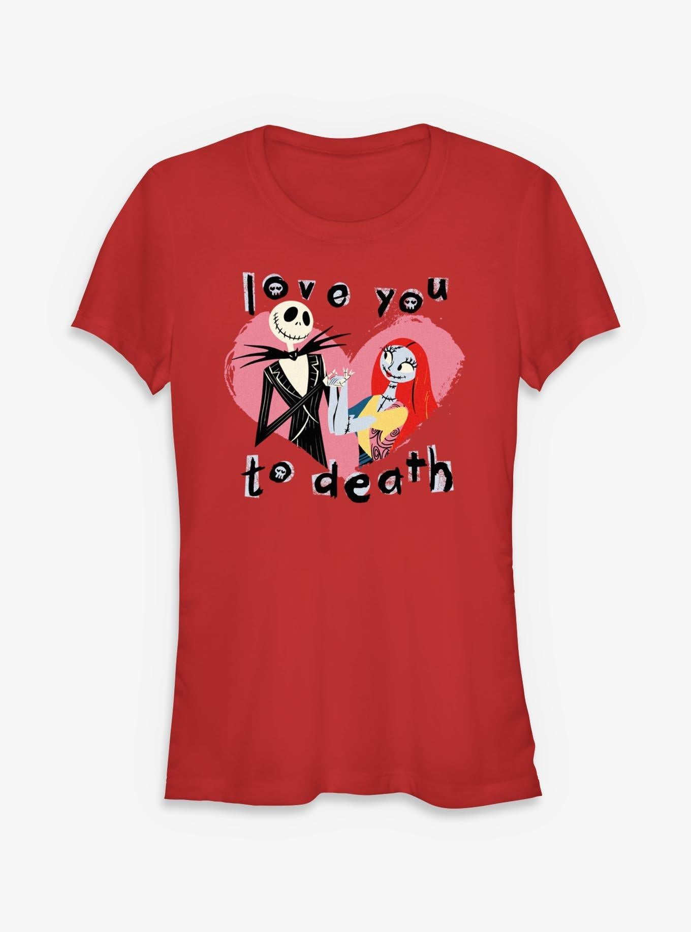 Cartoon The Nightmare Before Christmas Jack Sally Love You To Death Girls Shirt T Shirt Clean Design