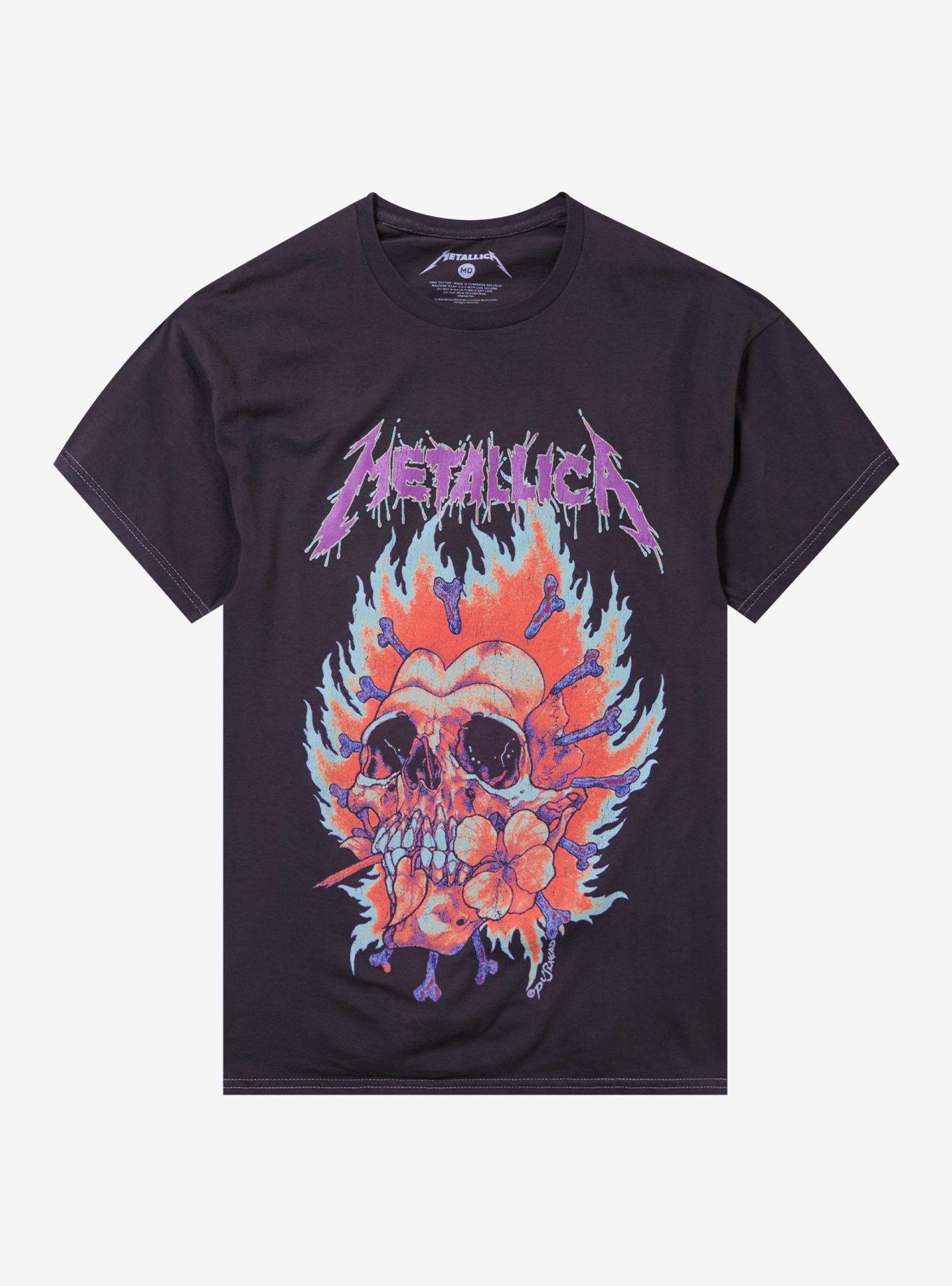 Metallica Flaming Flower Skull Shirt T Shirt Gift Ready