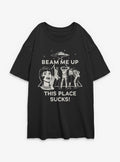 Stranger Things Beam Me Up Girls Oversized T-Shirt
