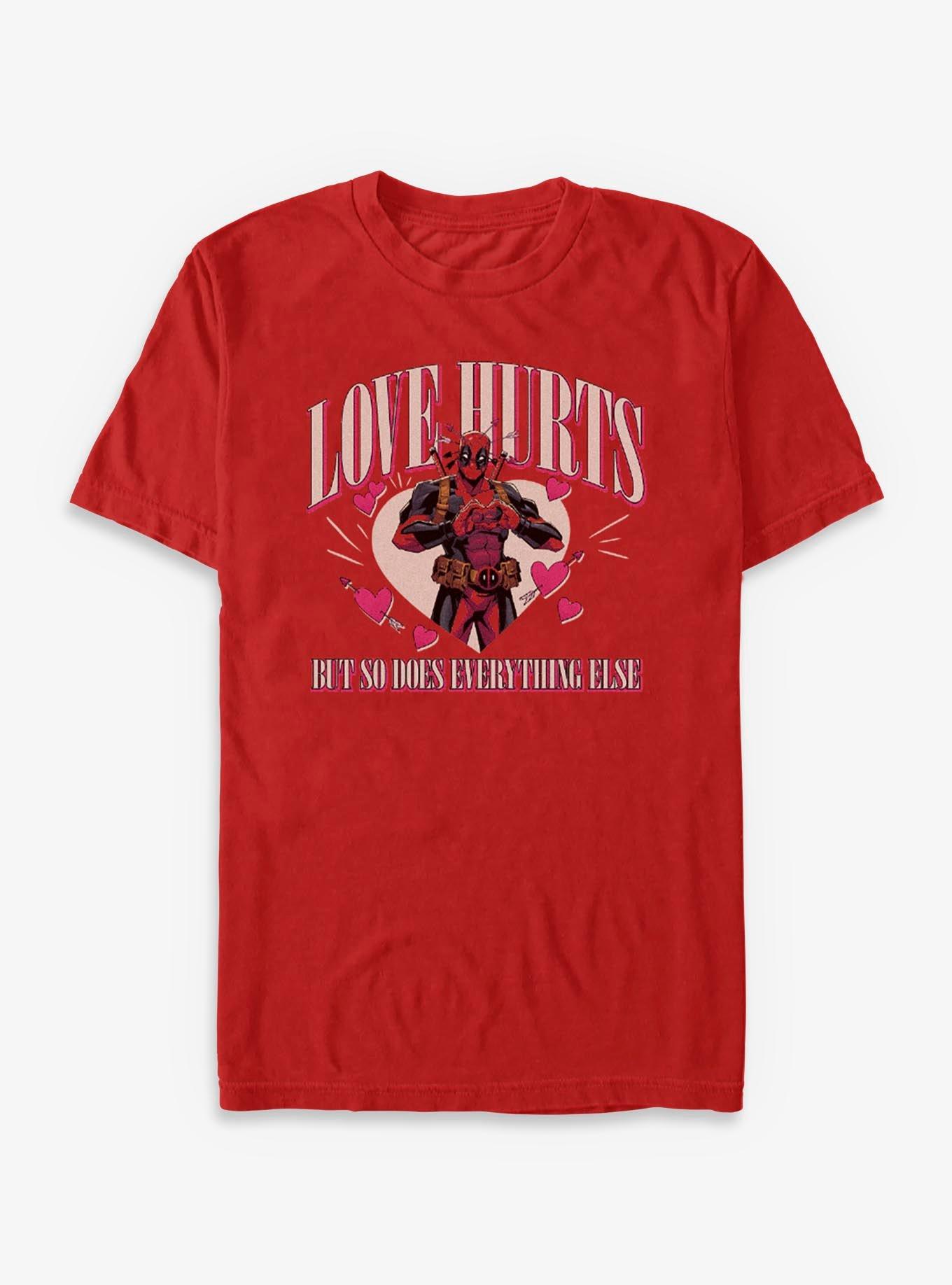 Superhero Deadpool Love Hurts Shirt T Shirt Clean Design