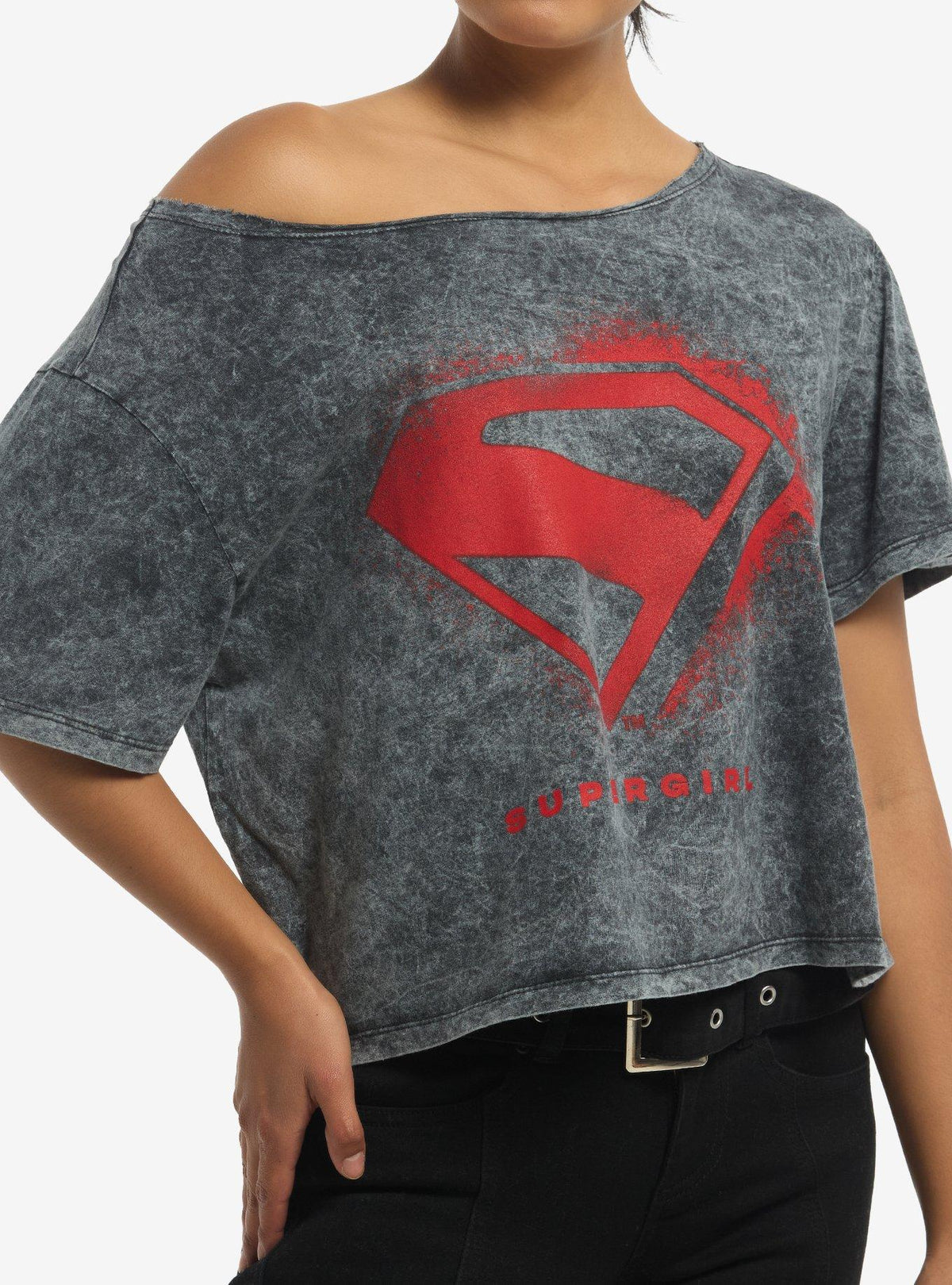 DC Comics Supergirl Logo Girls Off-Shoulder T-Shirt